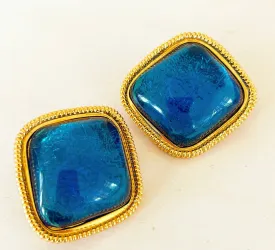 Classic vintage 1970s signed KJL for Avon large statement clip on earrings