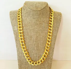 Classic vintage gold tone metal link necklace