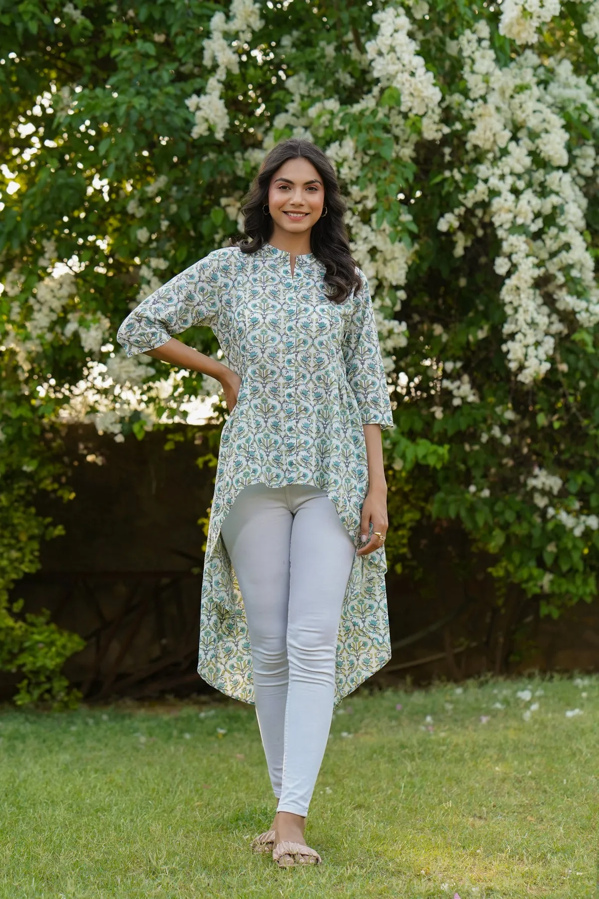 Coromandel on Off white Short Kurti