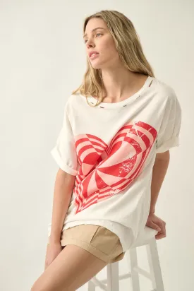 Crazy Love Op-Art Heart Distressed Graphic Tee