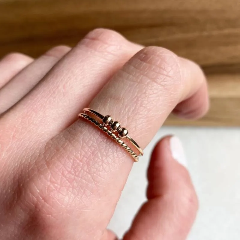 Dainty Stackable Beaded Fidget Ring Set