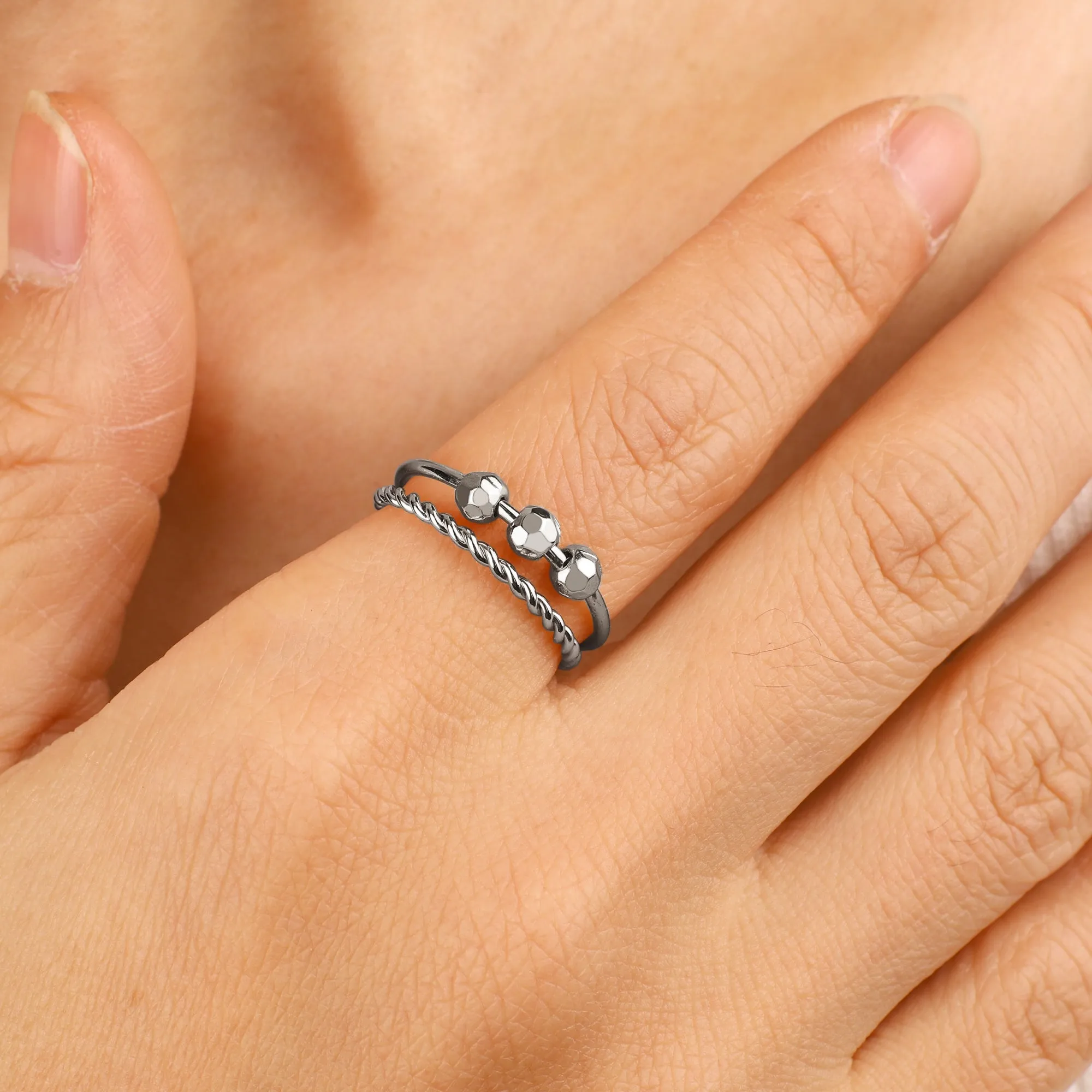 Dainty Stackable Beaded Fidget Ring Set