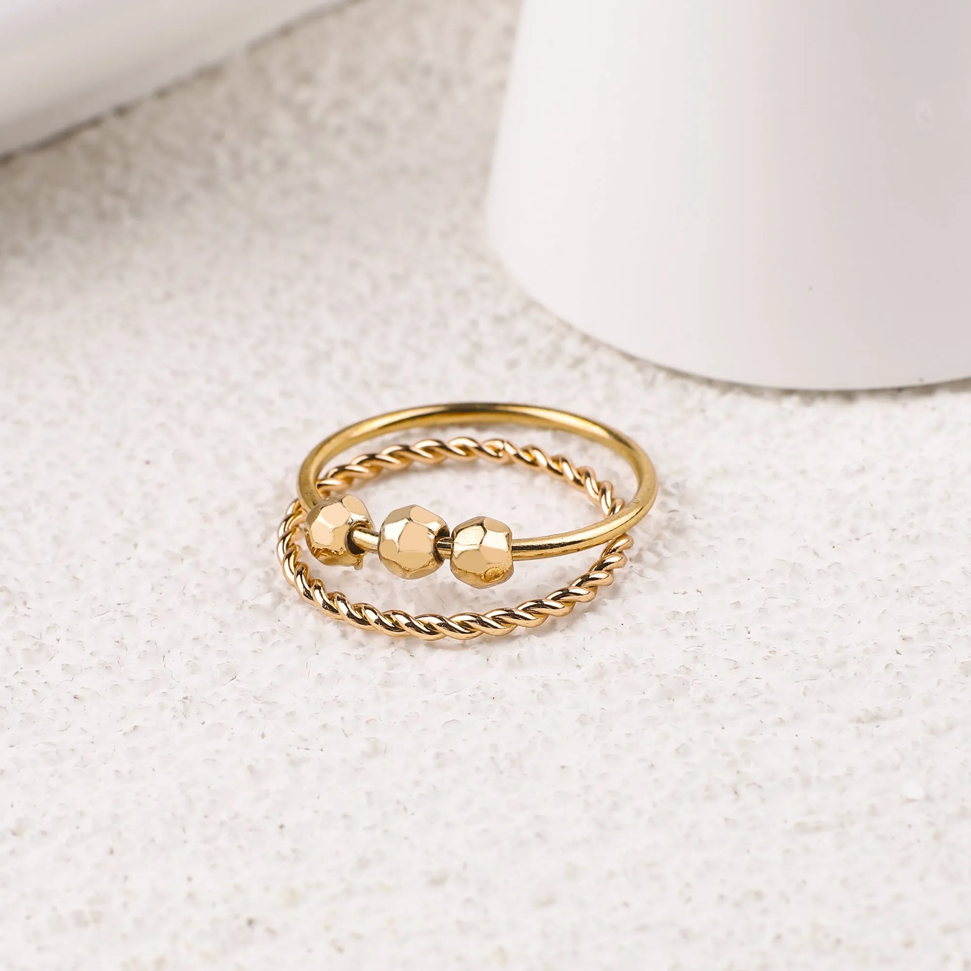 Dainty Stackable Beaded Fidget Ring Set