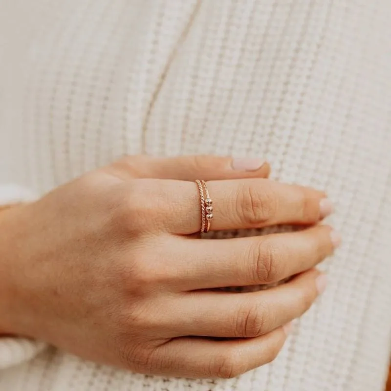 Dainty Stackable Beaded Fidget Ring Set