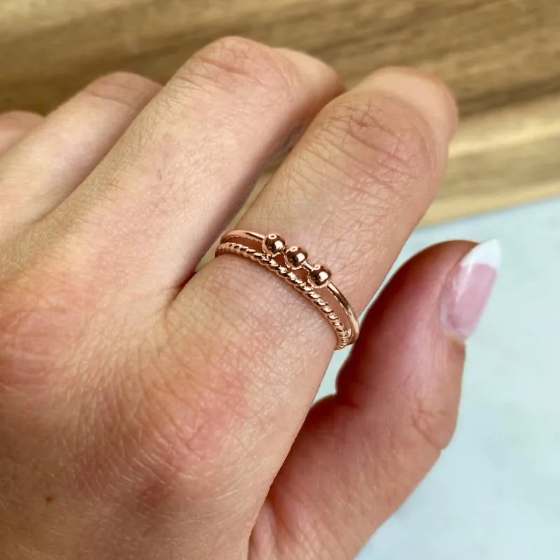 Dainty Stackable Beaded Fidget Ring Set