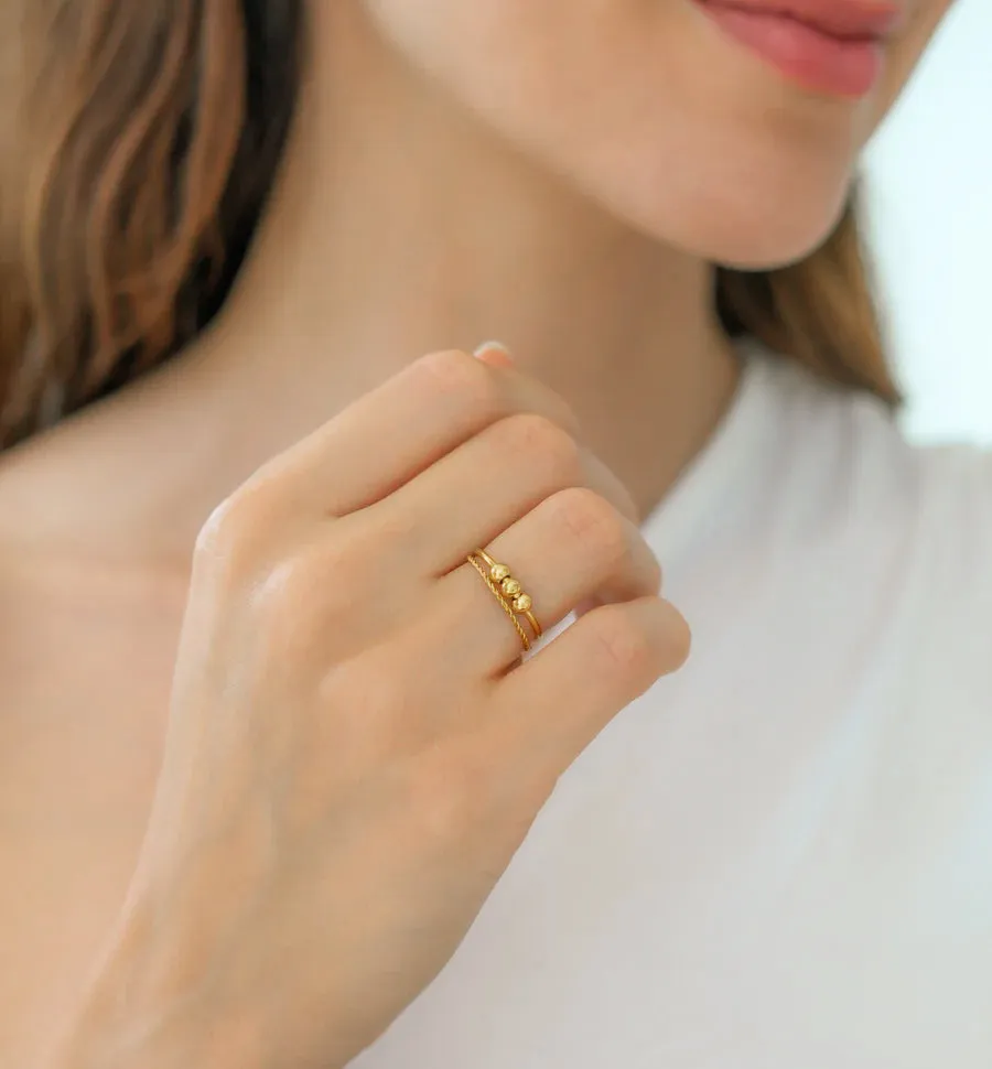 Dainty Stackable Beaded Fidget Ring Set