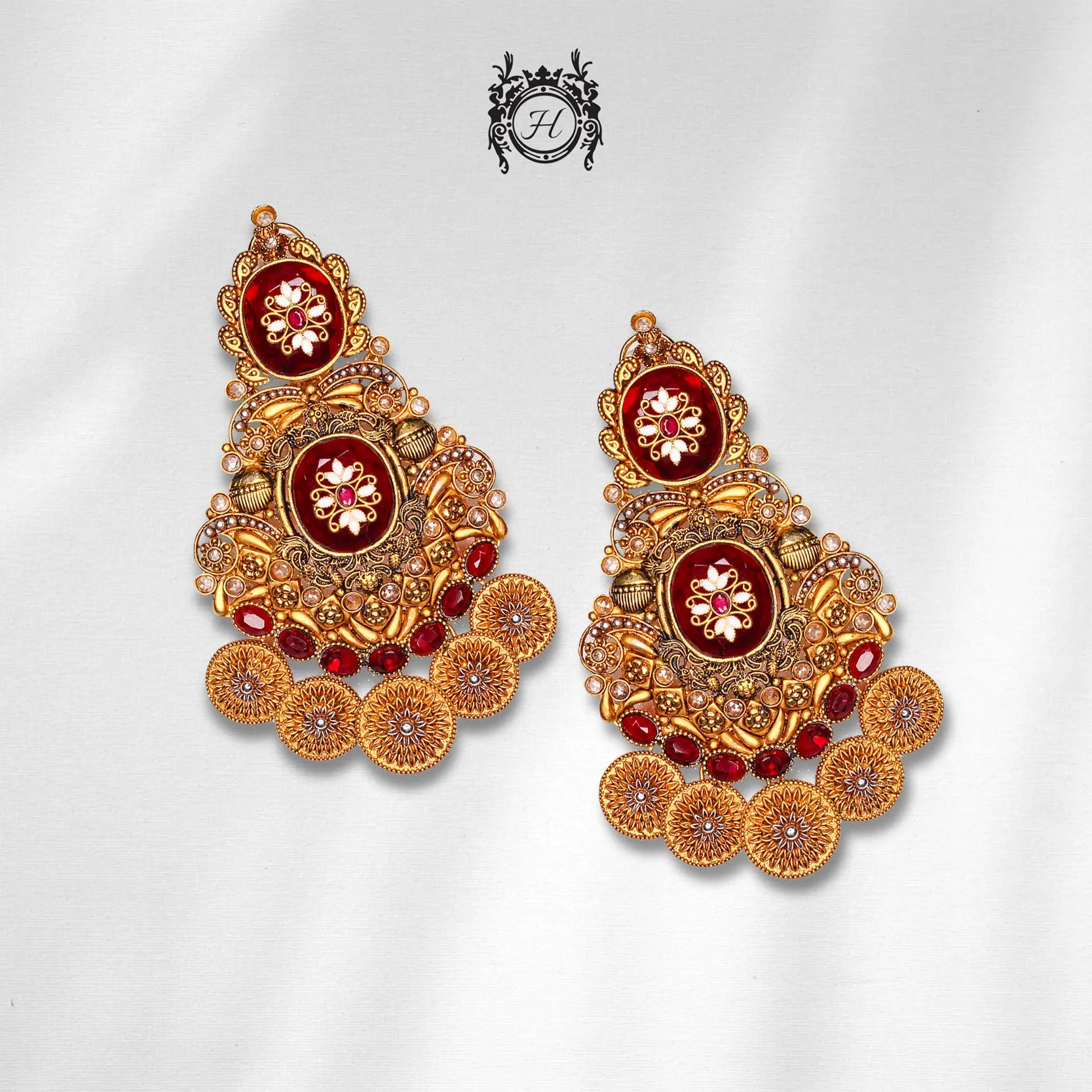 Earrings in Chetum and Filigree Work