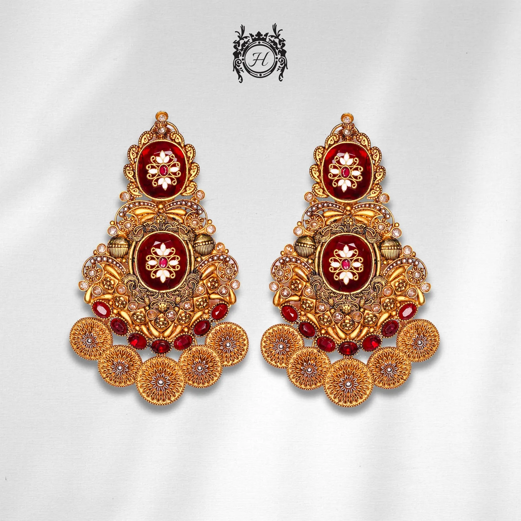 Earrings in Chetum and Filigree Work