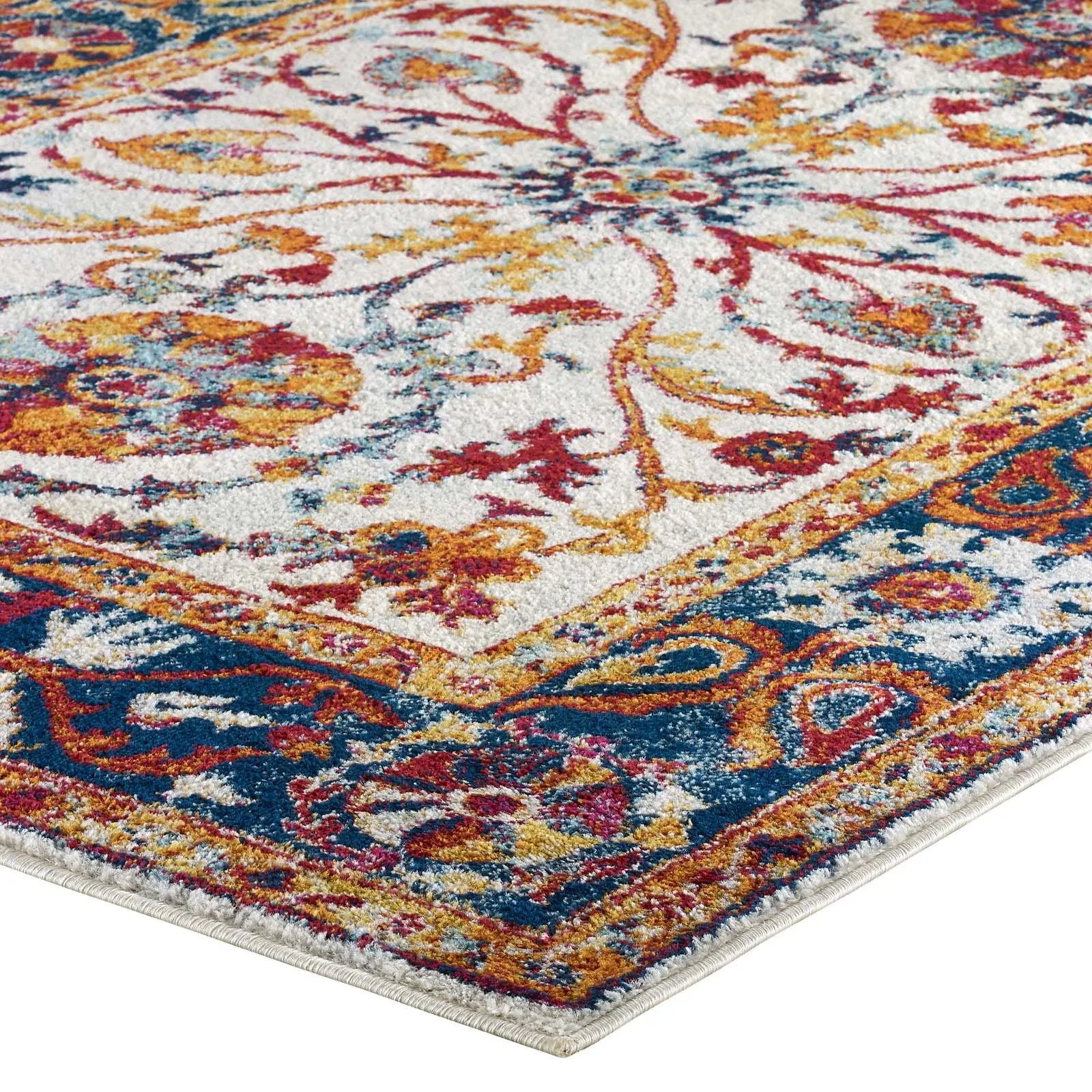 Entourage Samira Distressed Vintage Floral Persian Medallion Area Rug