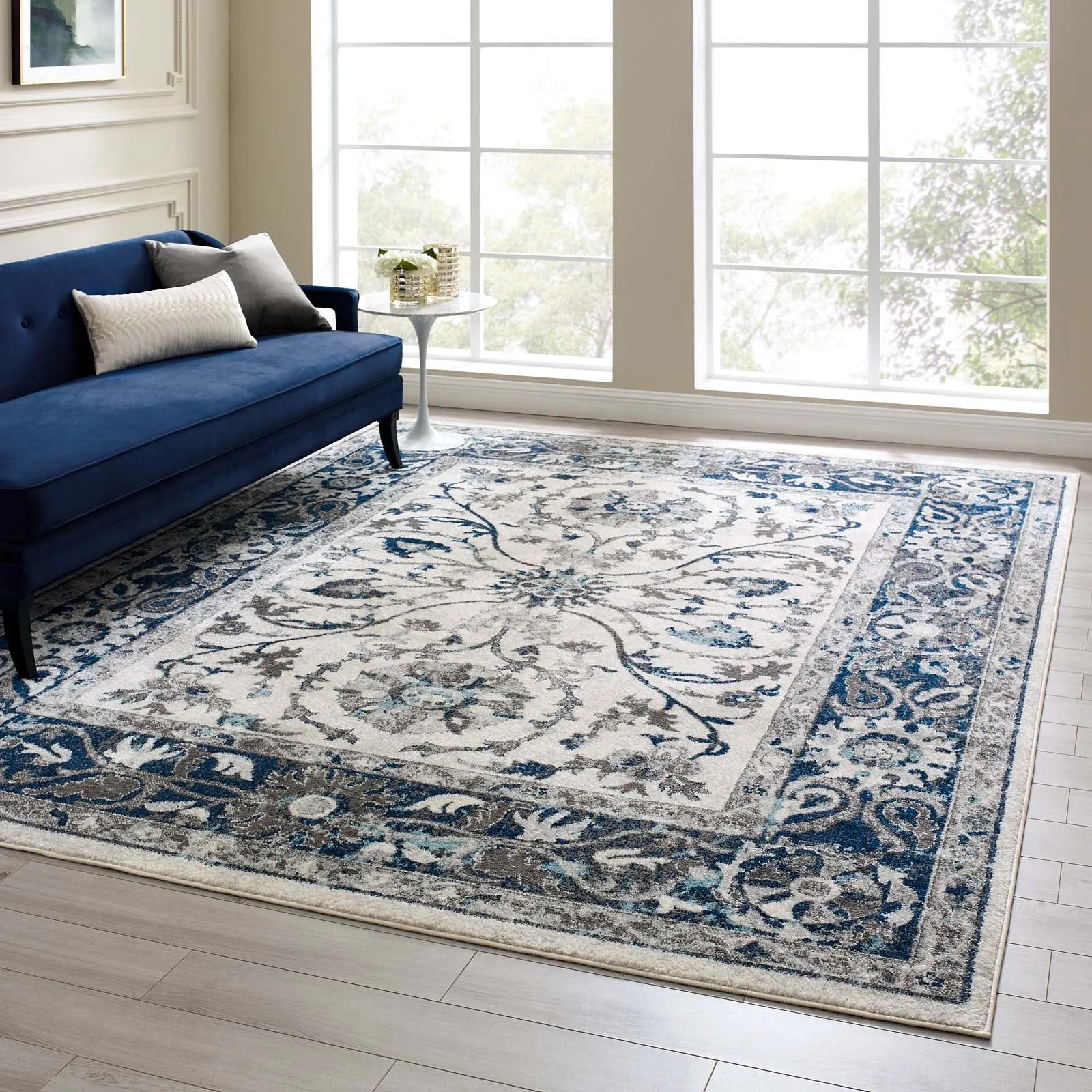 Entourage Samira Distressed Vintage Floral Persian Medallion Area Rug