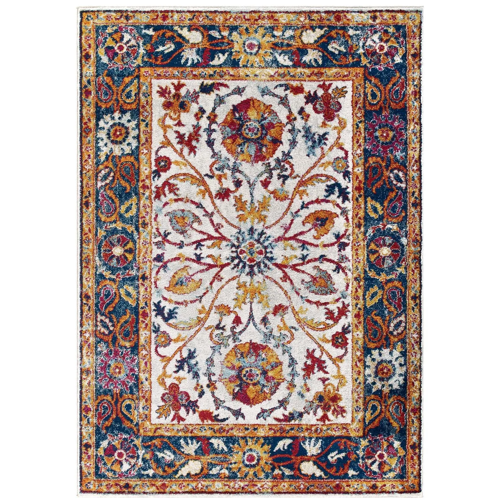 Entourage Samira Distressed Vintage Floral Persian Medallion Area Rug