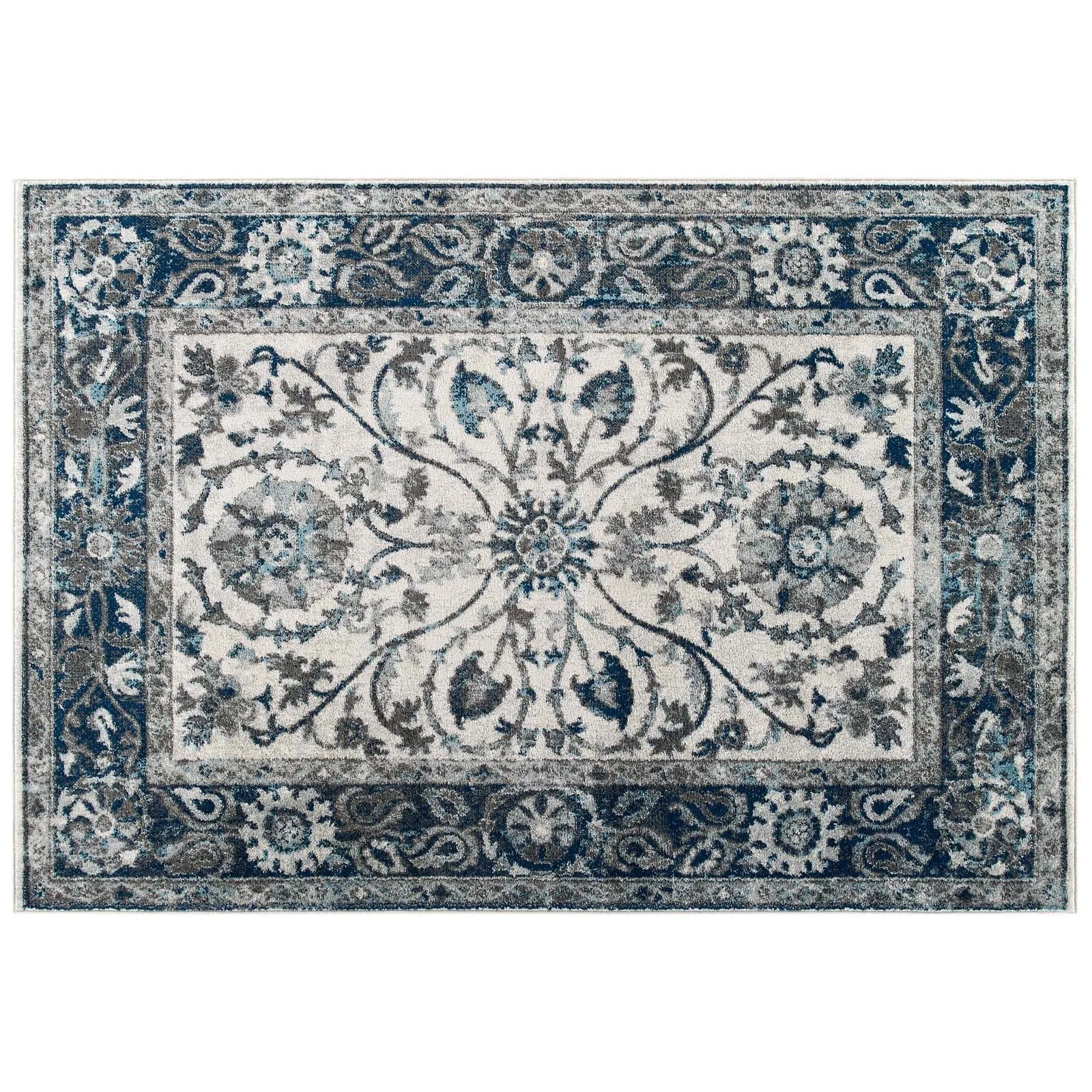 Entourage Samira Distressed Vintage Floral Persian Medallion Area Rug