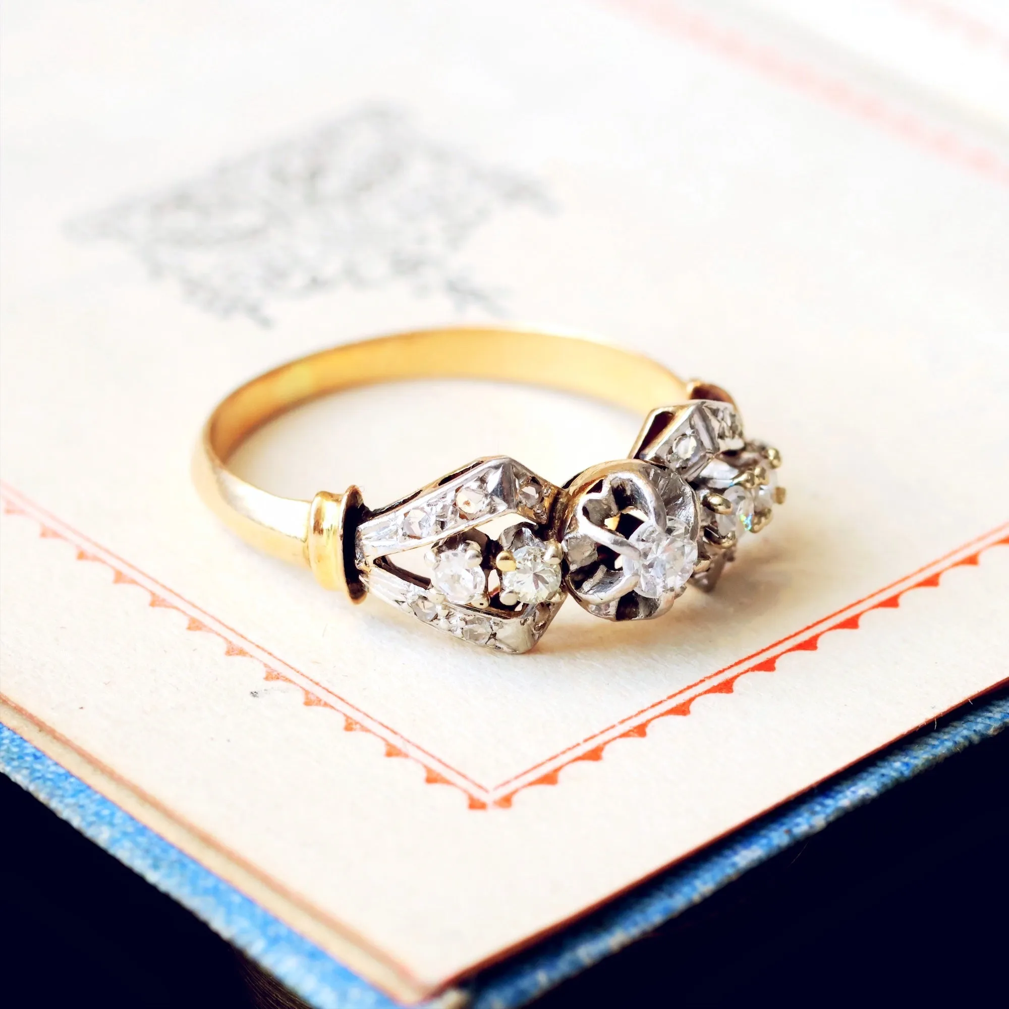 Fanciful Vintage Diamond Engagement Ring