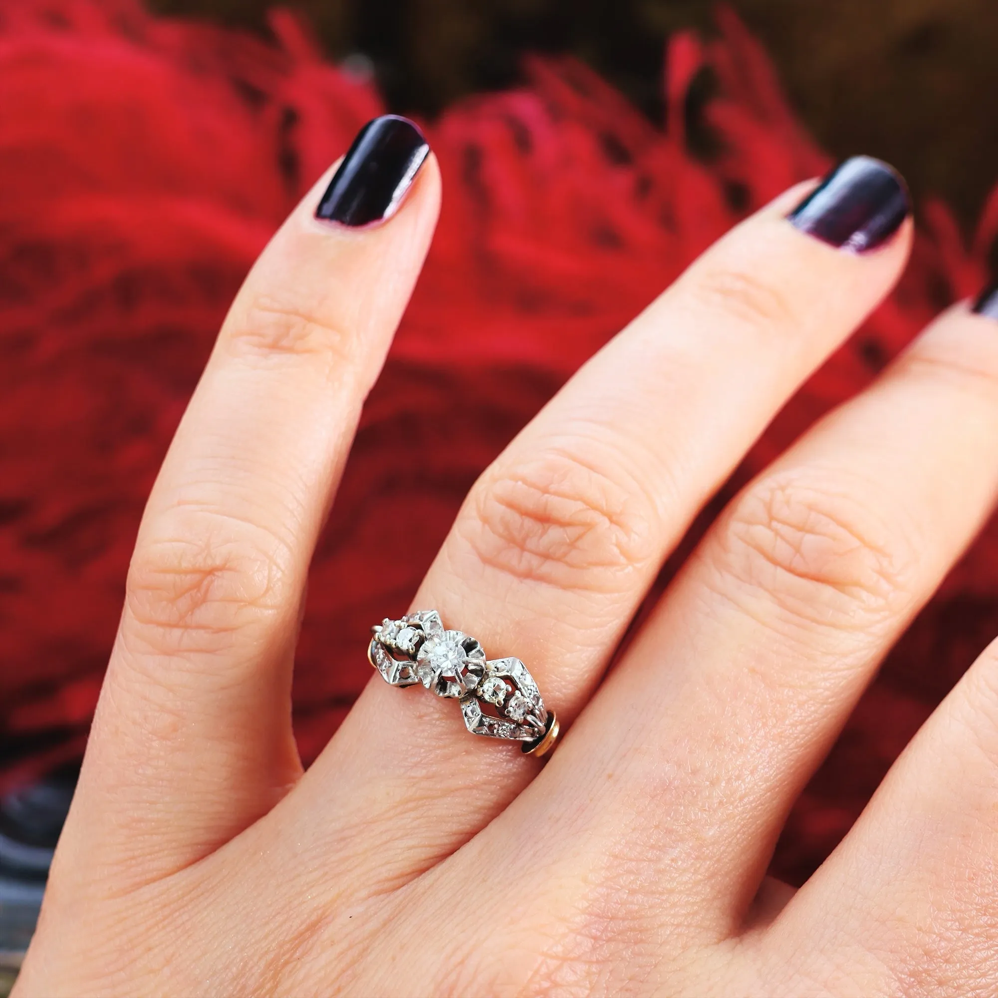 Fanciful Vintage Diamond Engagement Ring