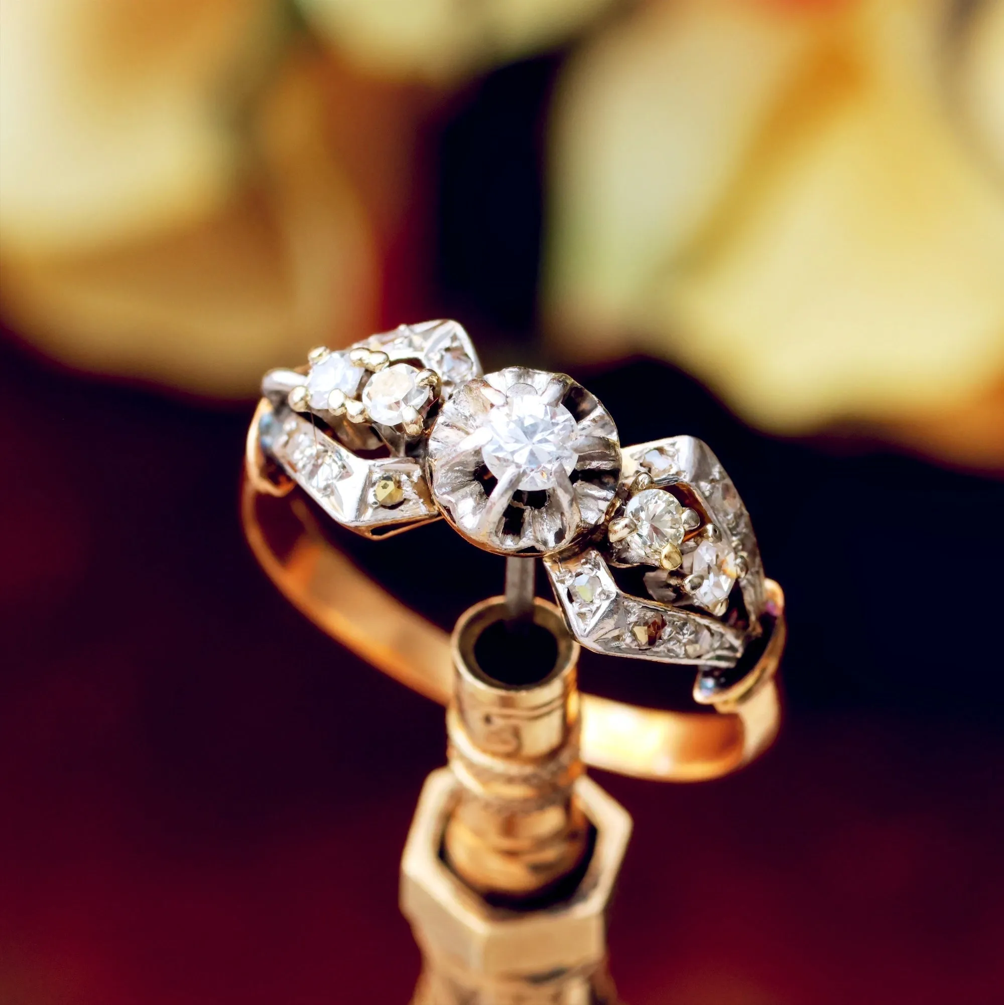 Fanciful Vintage Diamond Engagement Ring