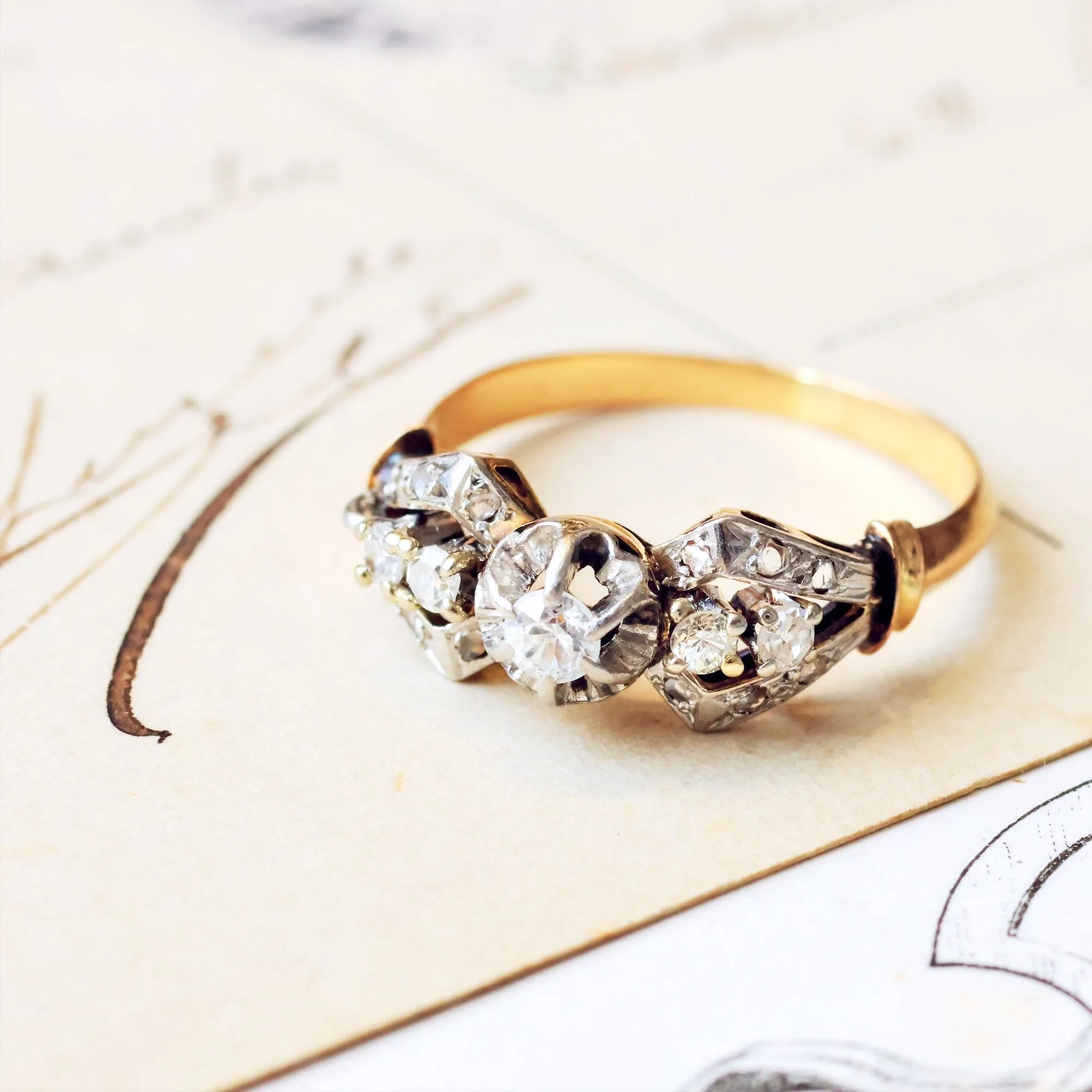 Fanciful Vintage Diamond Engagement Ring