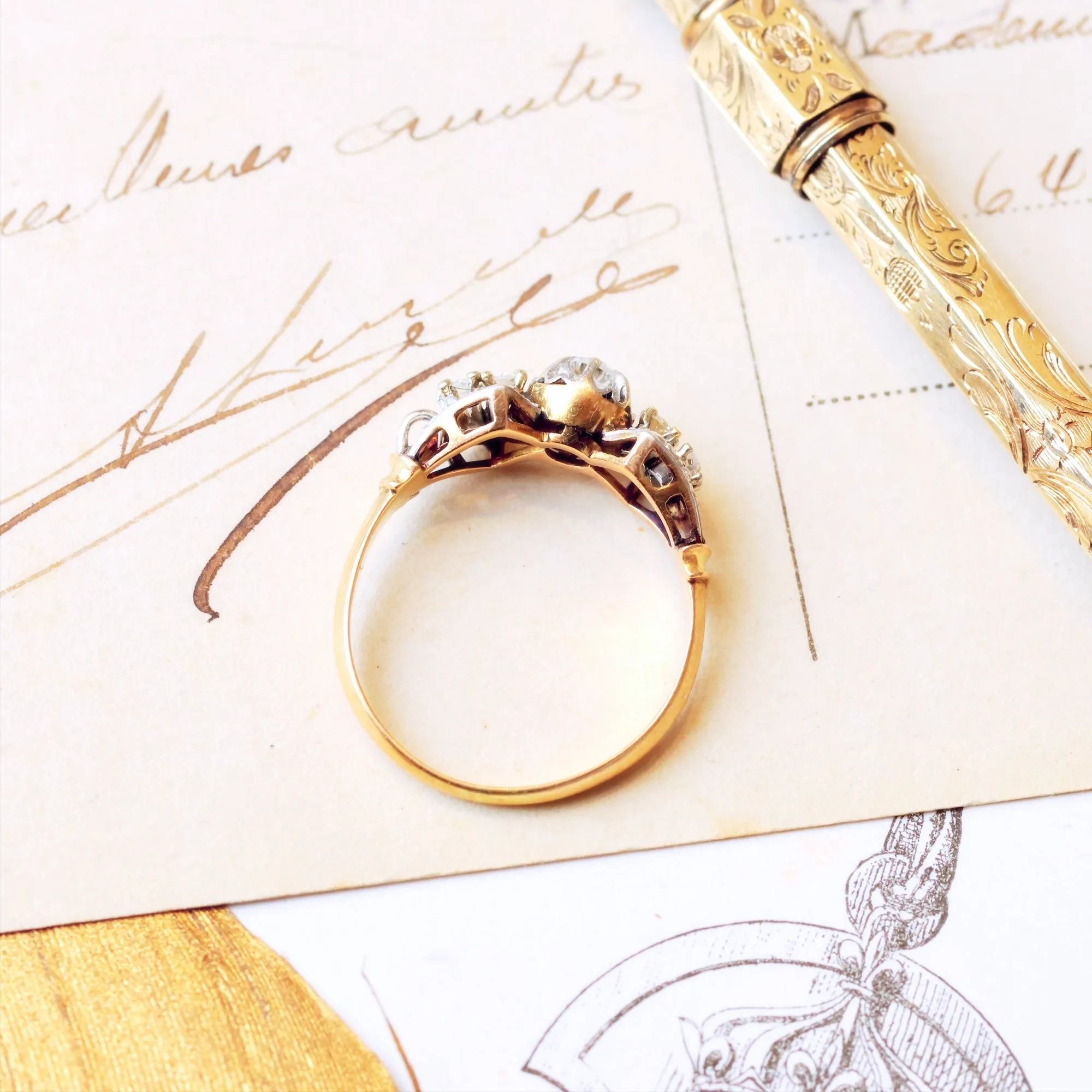 Fanciful Vintage Diamond Engagement Ring