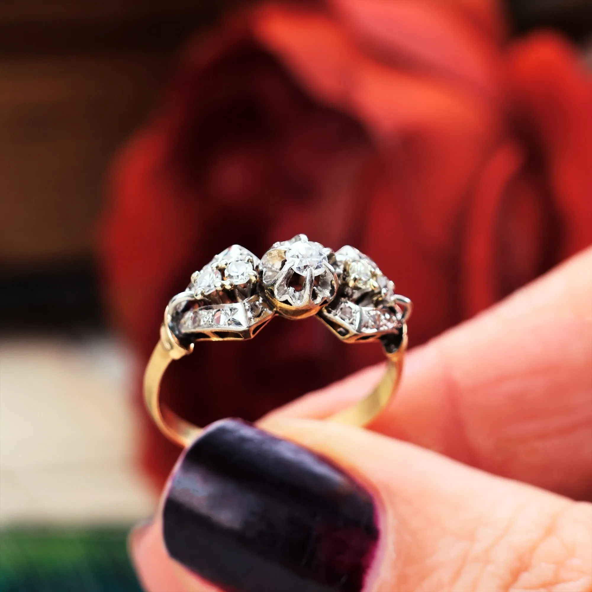 Fanciful Vintage Diamond Engagement Ring