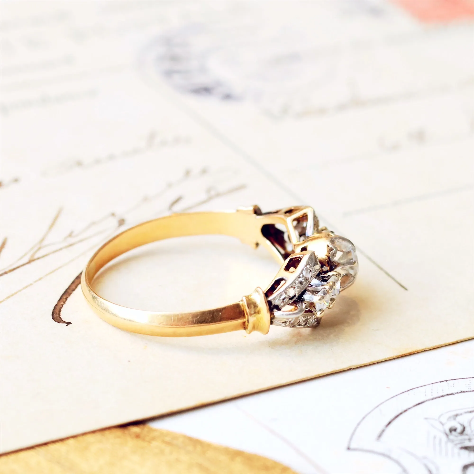 Fanciful Vintage Diamond Engagement Ring