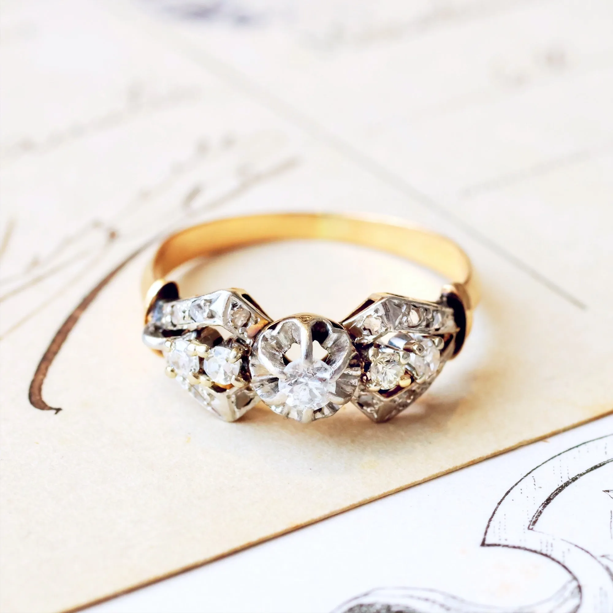 Fanciful Vintage Diamond Engagement Ring