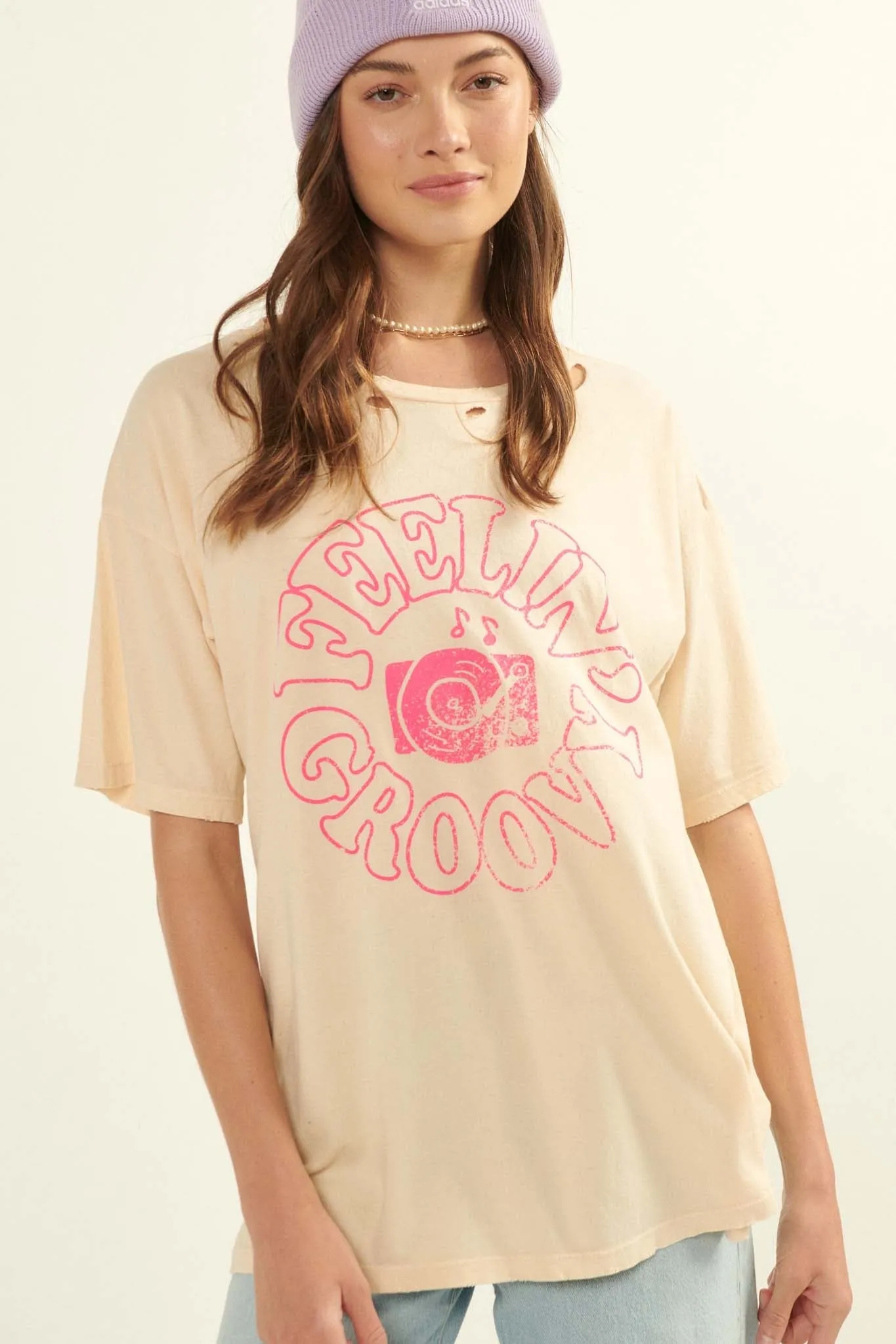 Feelin' Groovy Distressed Graphic Tee