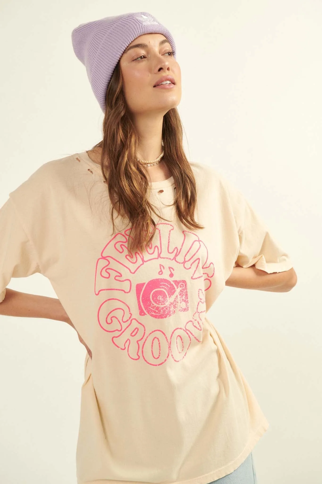 Feelin' Groovy Distressed Graphic Tee