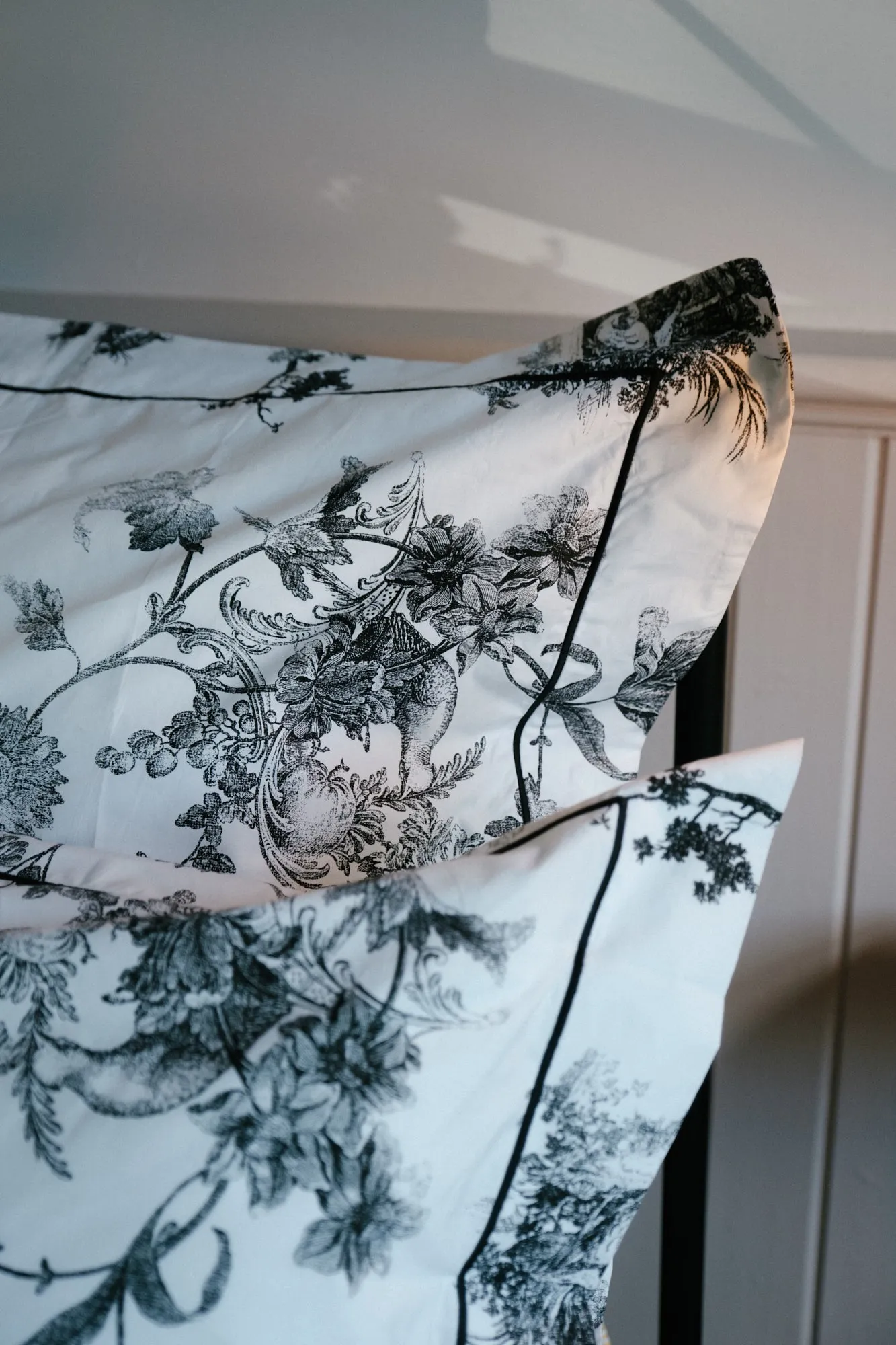 Foxford Black Toile Cotton Square Pillowcase