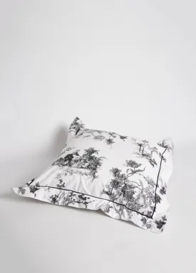 Foxford Black Toile Cotton Square Pillowcase