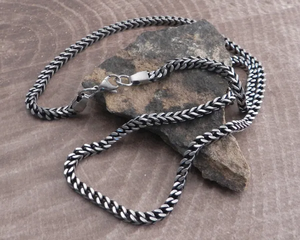 Franco Distressed Stainless Steel Necklace 24"