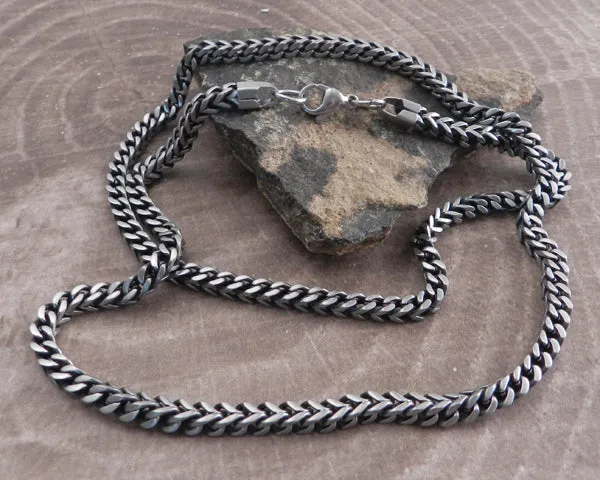 Franco Distressed Stainless Steel Necklace 24"