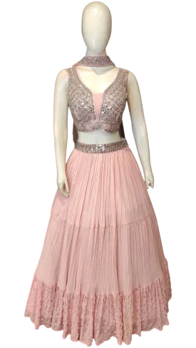 Georgette Lehenga with Sippi Work and Choli with Mirror and Cutdana Work