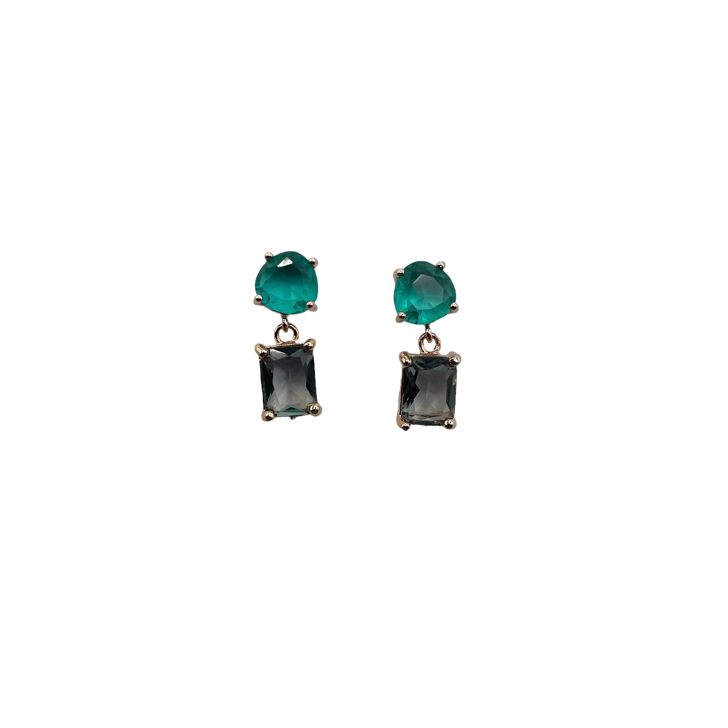 Grey square jewel drop earrings