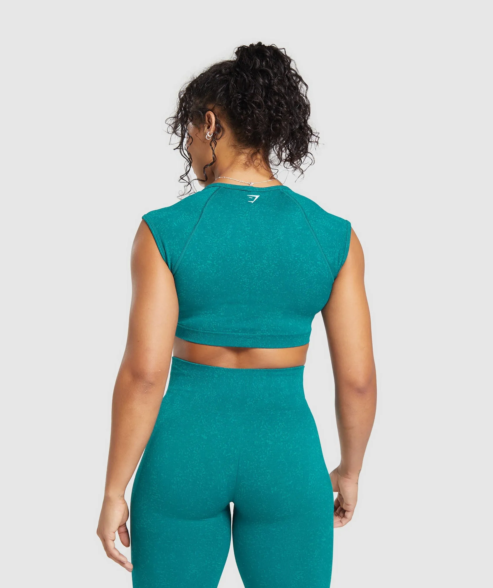 Gymshark Adapt Fleck Seamless Crop Top - Ocean Teal/Artificial Teal