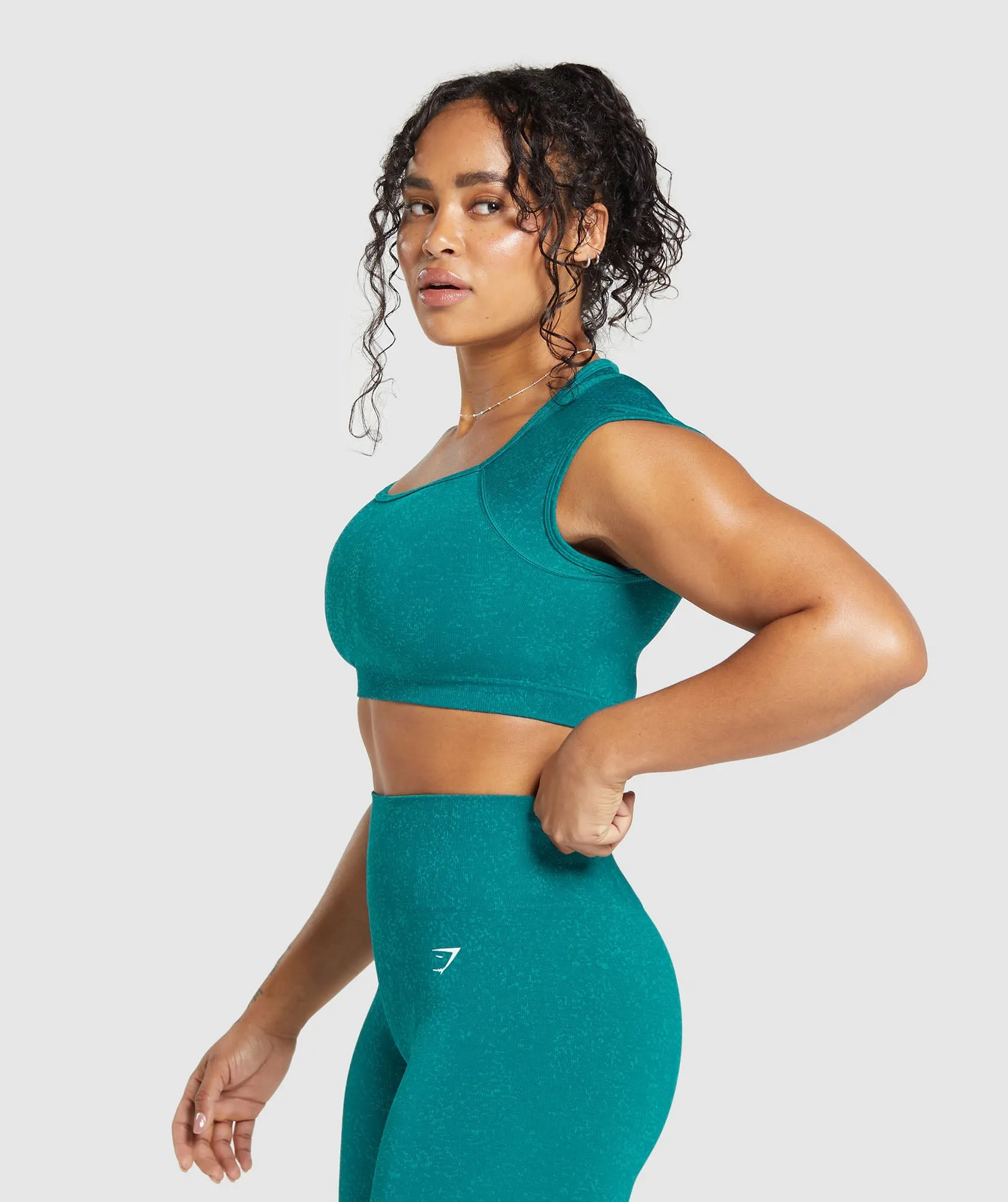 Gymshark Adapt Fleck Seamless Crop Top - Ocean Teal/Artificial Teal