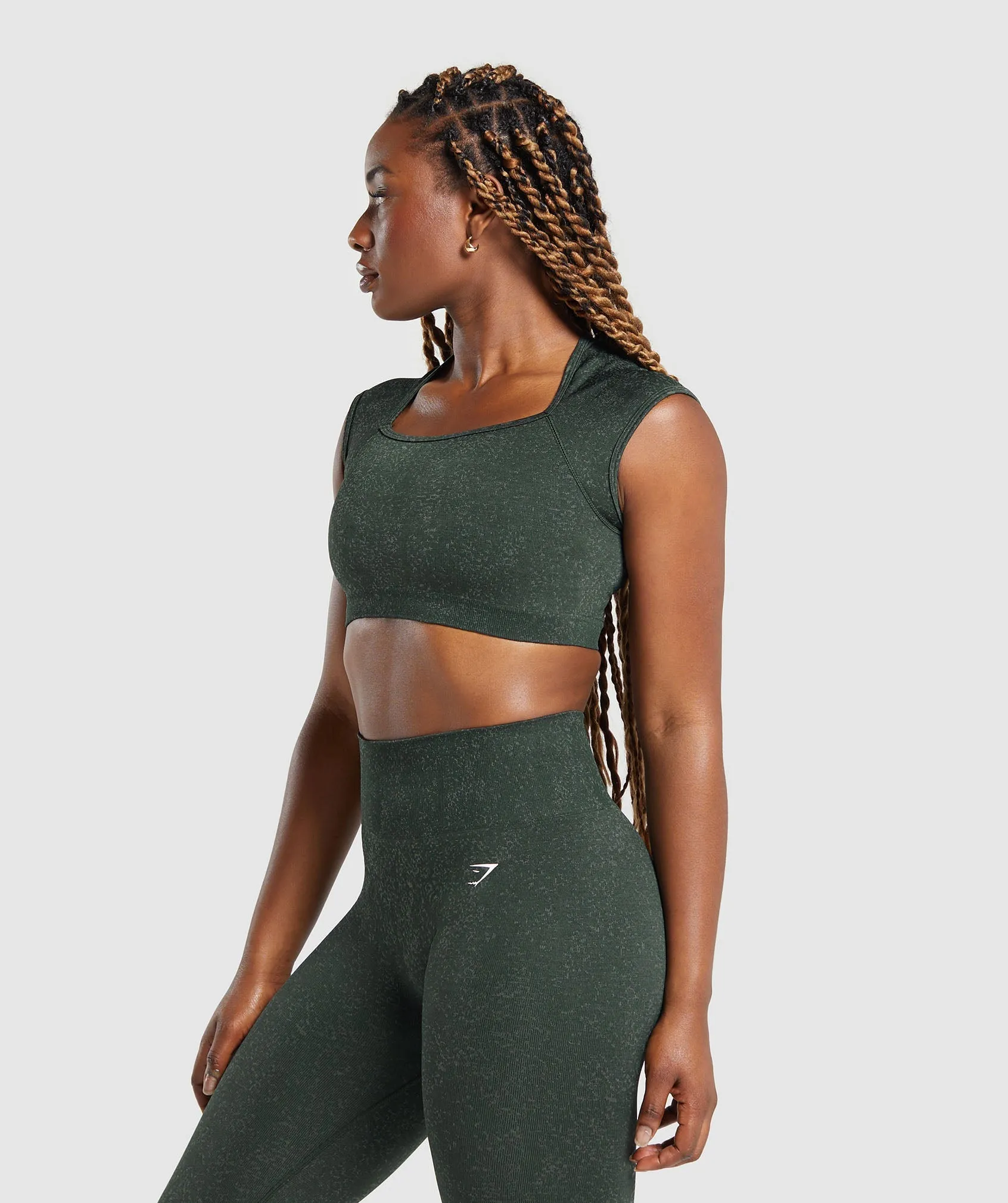 Gymshark Adapt Fleck Seamless Crop Top - Victory Green/Unit Green