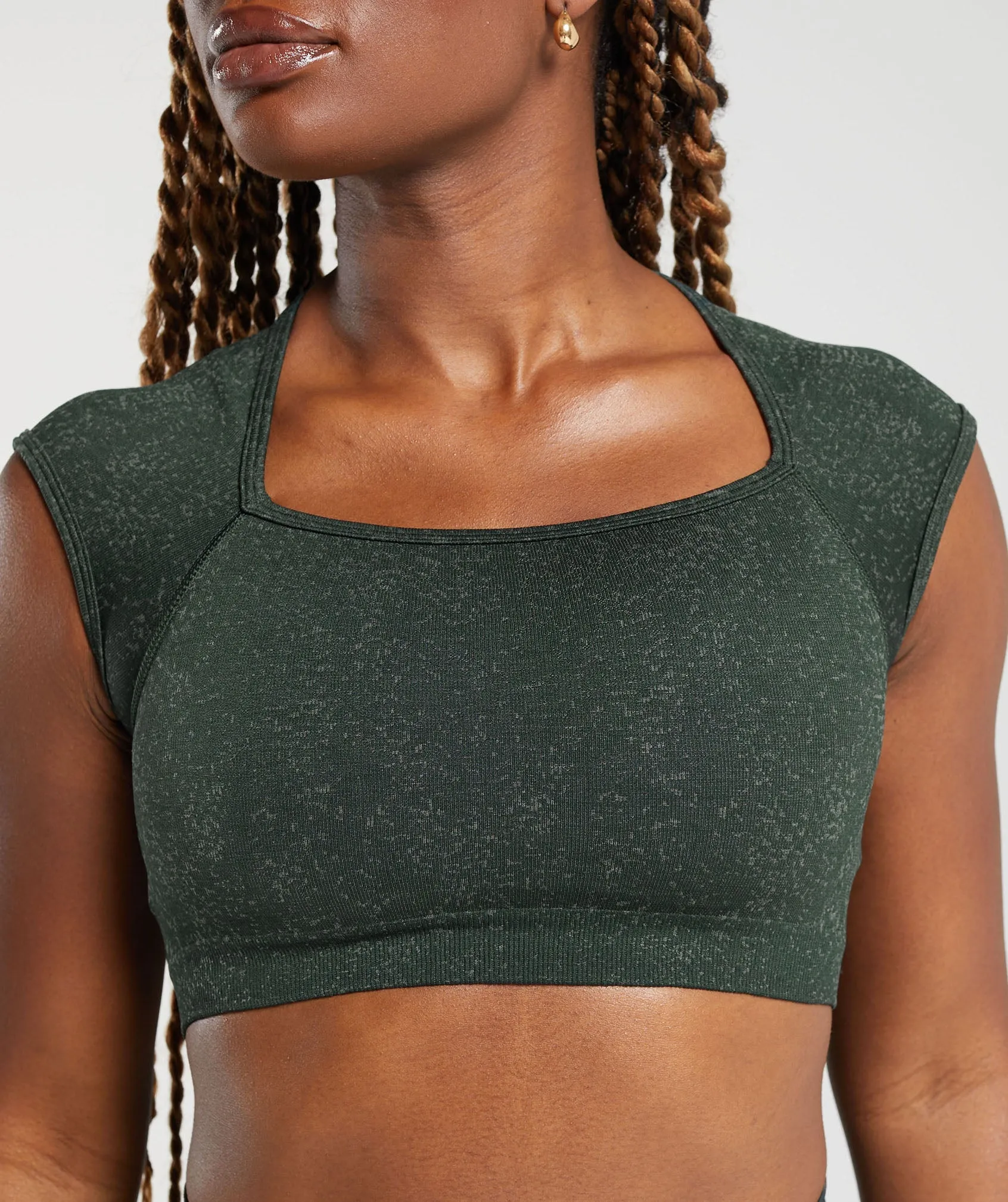 Gymshark Adapt Fleck Seamless Crop Top - Victory Green/Unit Green