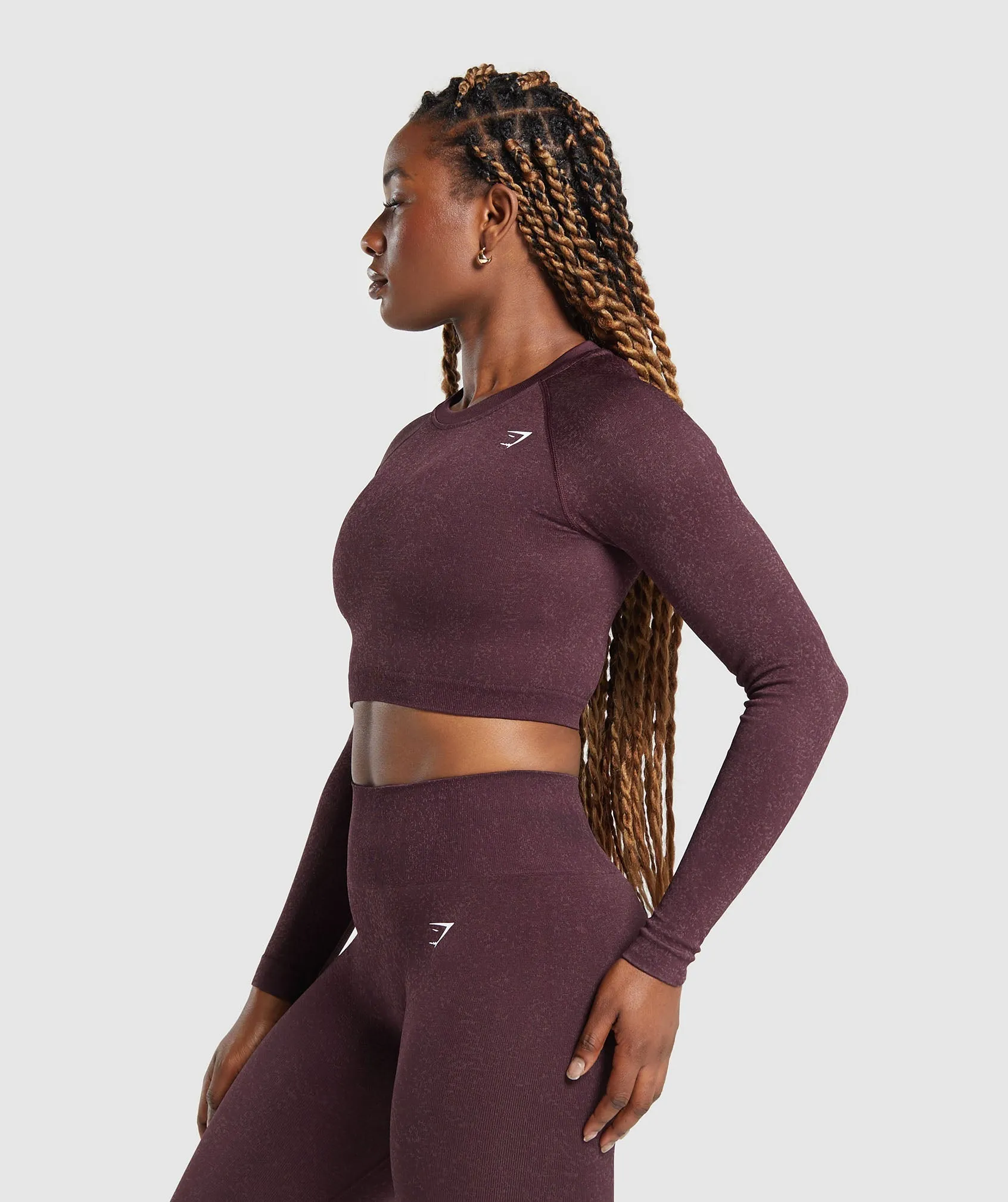 Gymshark Adapt Fleck Seamless Long Sleeve Crop Top - Depth Purple/ Steel Purple