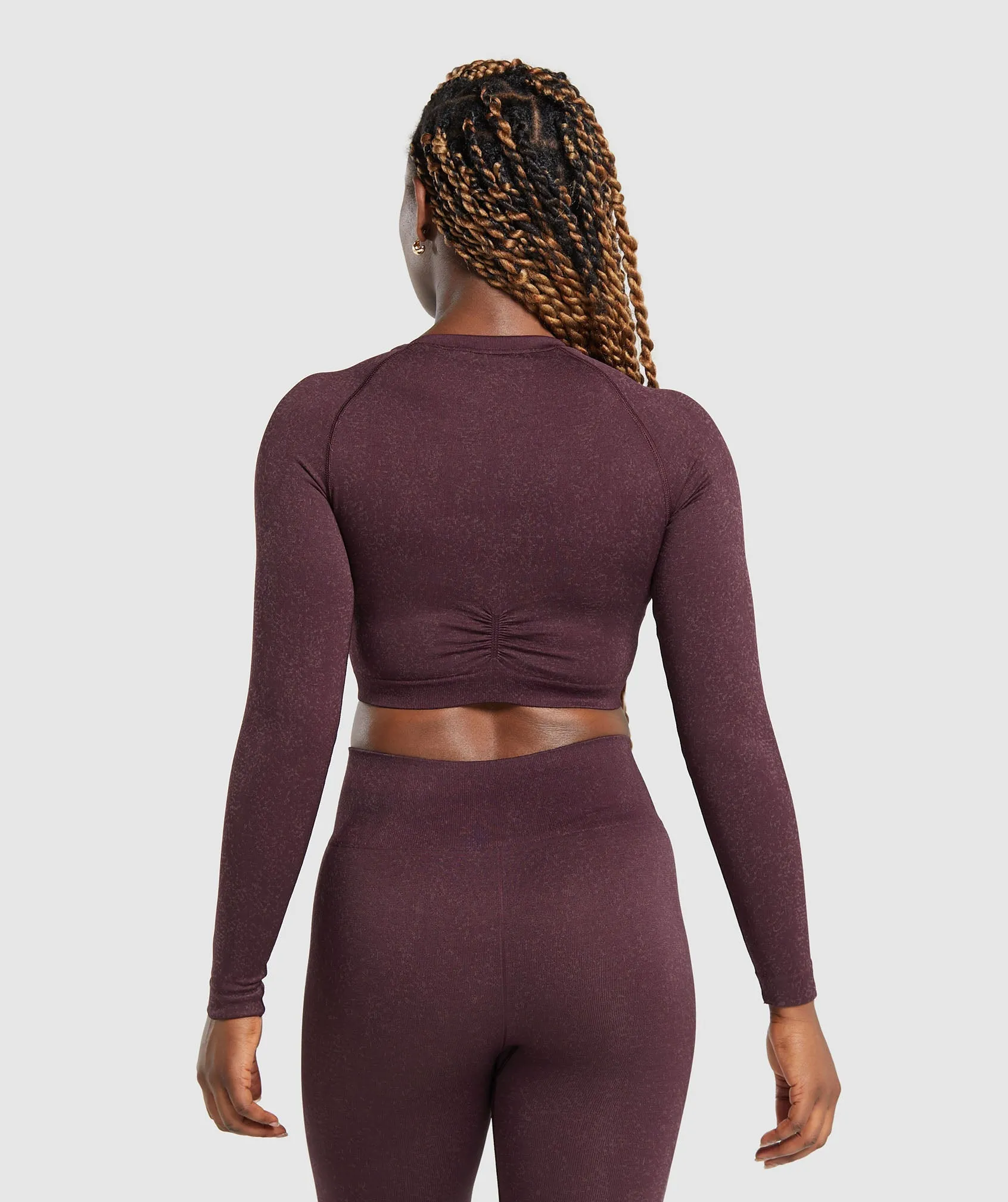 Gymshark Adapt Fleck Seamless Long Sleeve Crop Top - Depth Purple/ Steel Purple