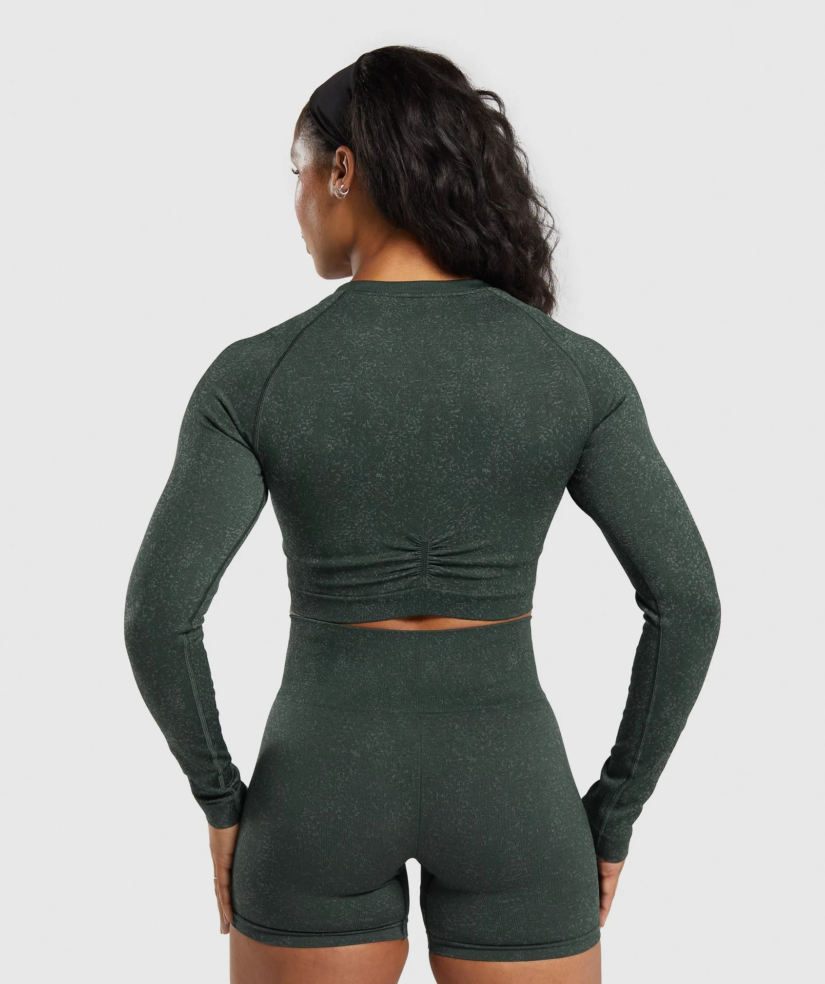 Gymshark Adapt Fleck Seamless Long Sleeve Crop Top - Victory Green/ Unit Green