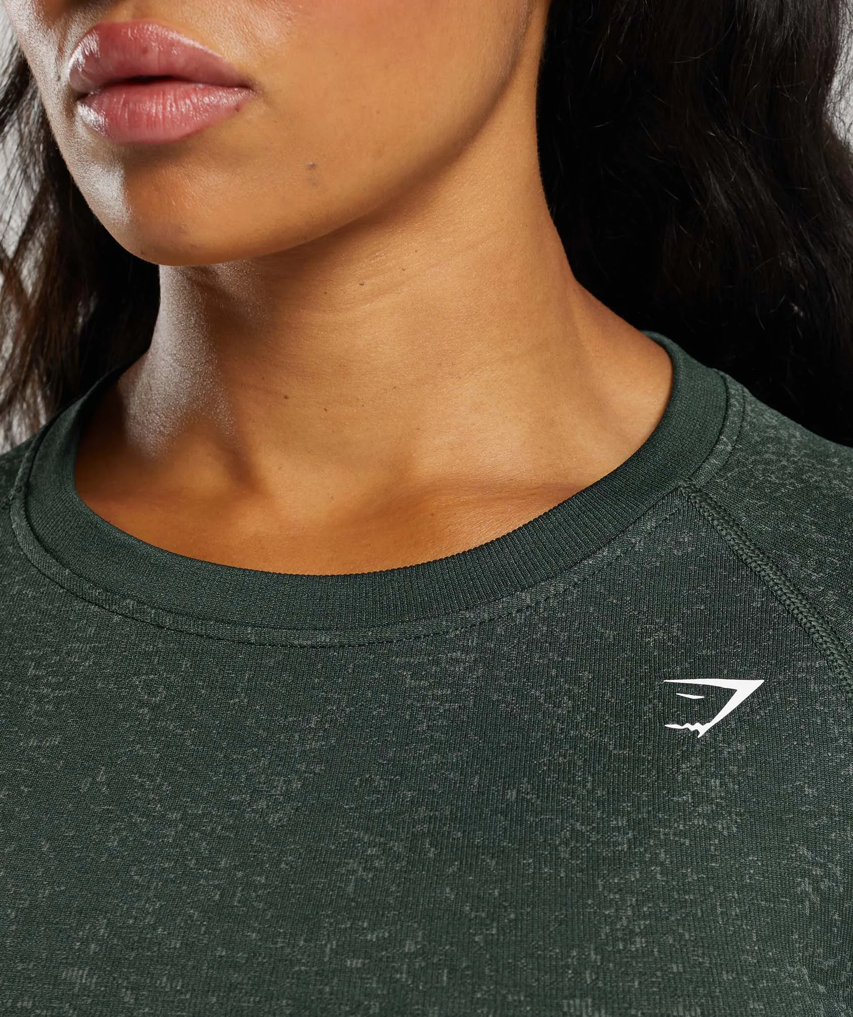 Gymshark Adapt Fleck Seamless Long Sleeve Crop Top - Victory Green/ Unit Green