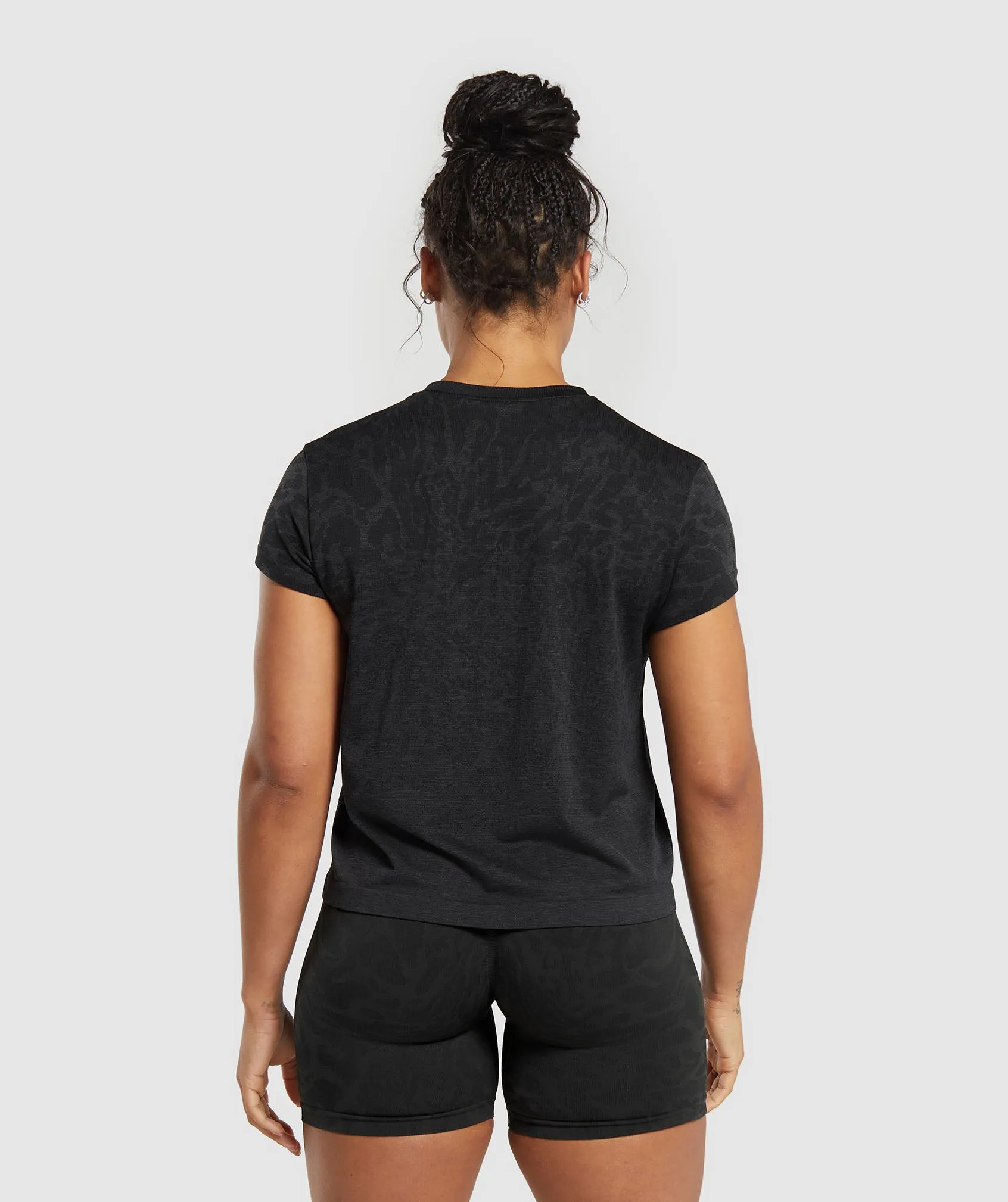 Gymshark Adapt Safari Seamless  Faded T-Shirt - Black/Asphalt Grey