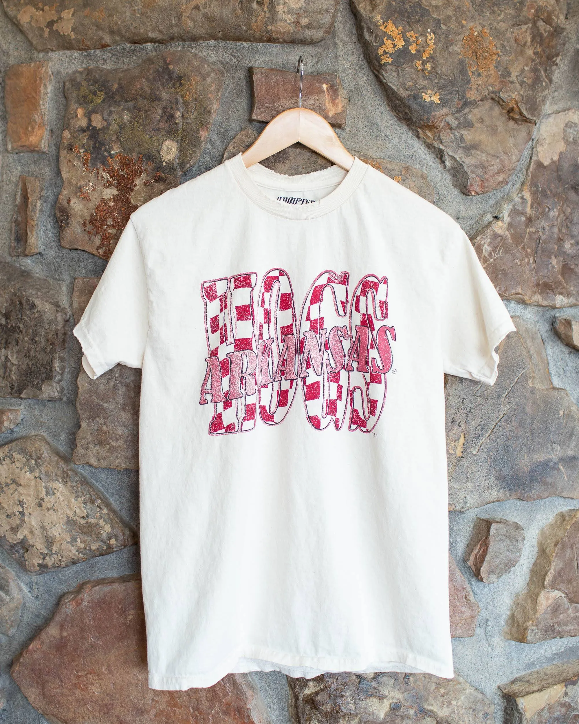 Hogs Twisted Check Off White Thrifted Tee