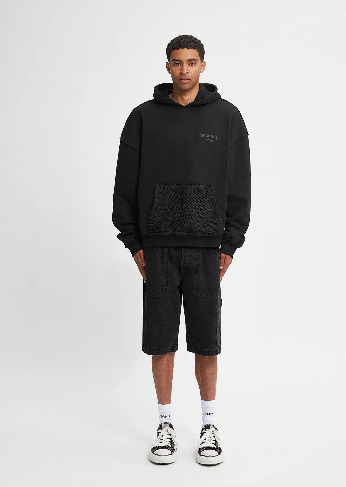 HOODIE WITH NET - BLACK