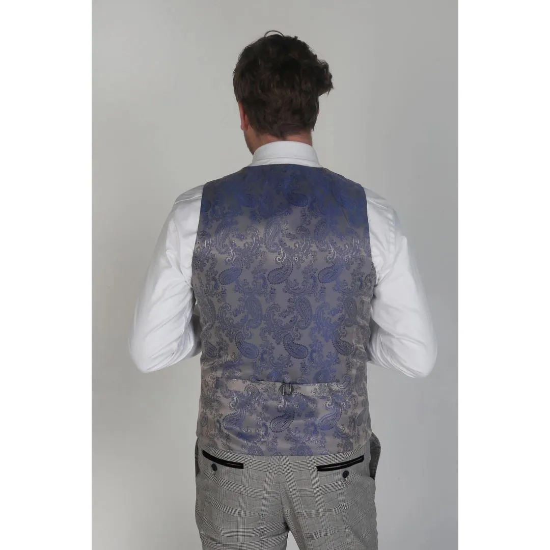 Hugo - Men's Check Grey Waistcoat Bussiness Office Wear