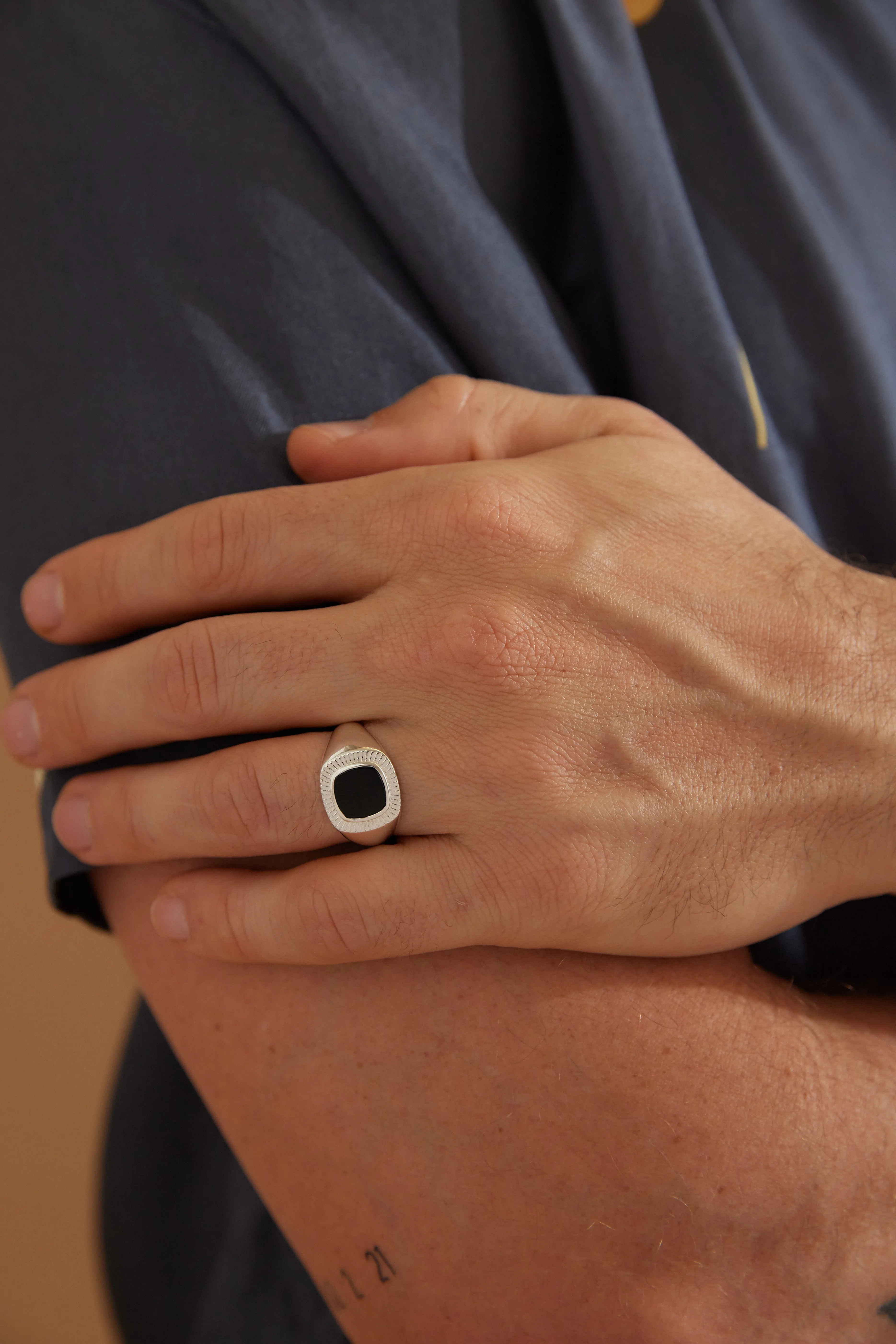 Lennox Black Onyx Silver Ring