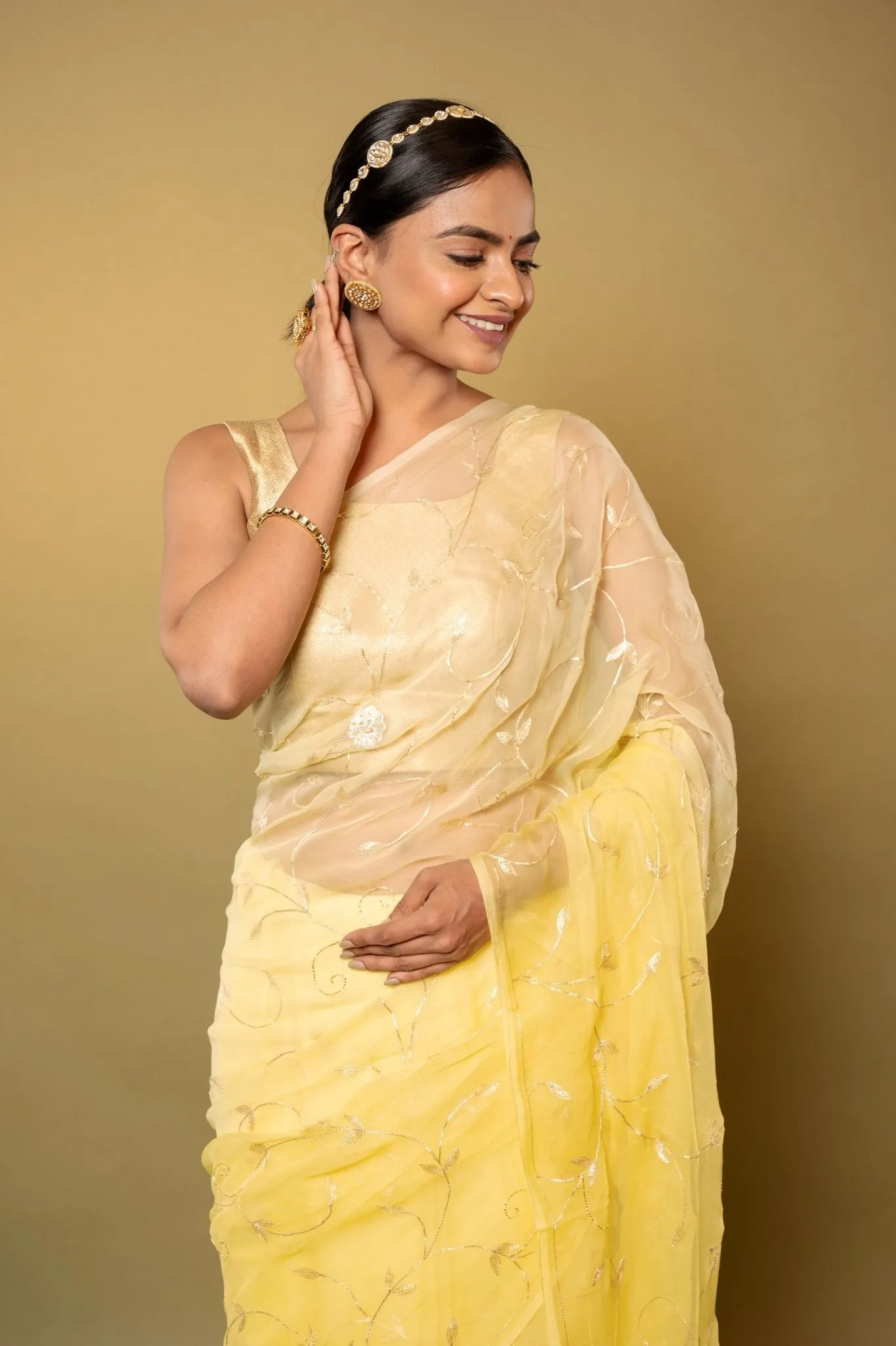 Lime Chiffon Saree