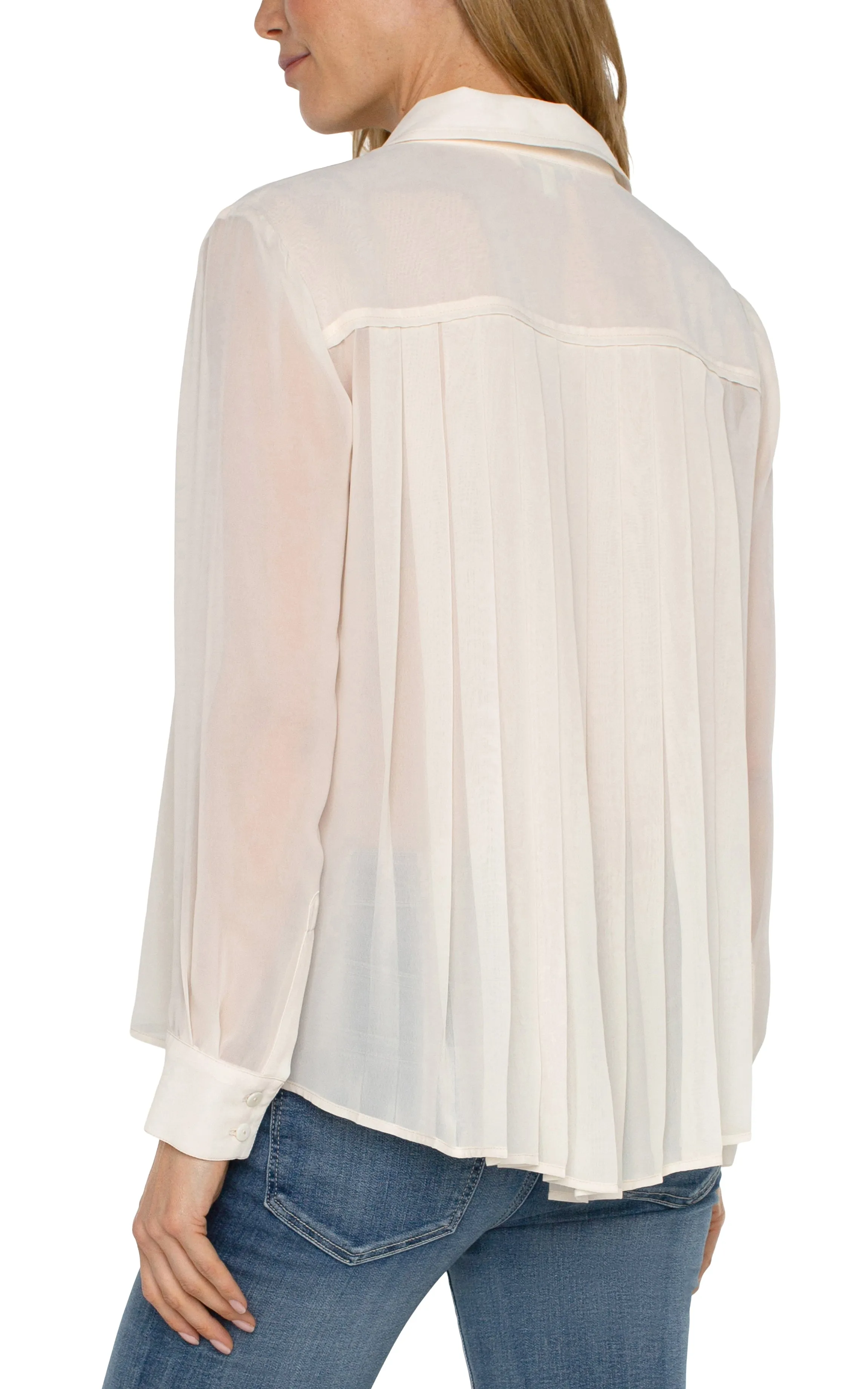 LONG SLEEVE SHIRT WITH PLEAT BACK