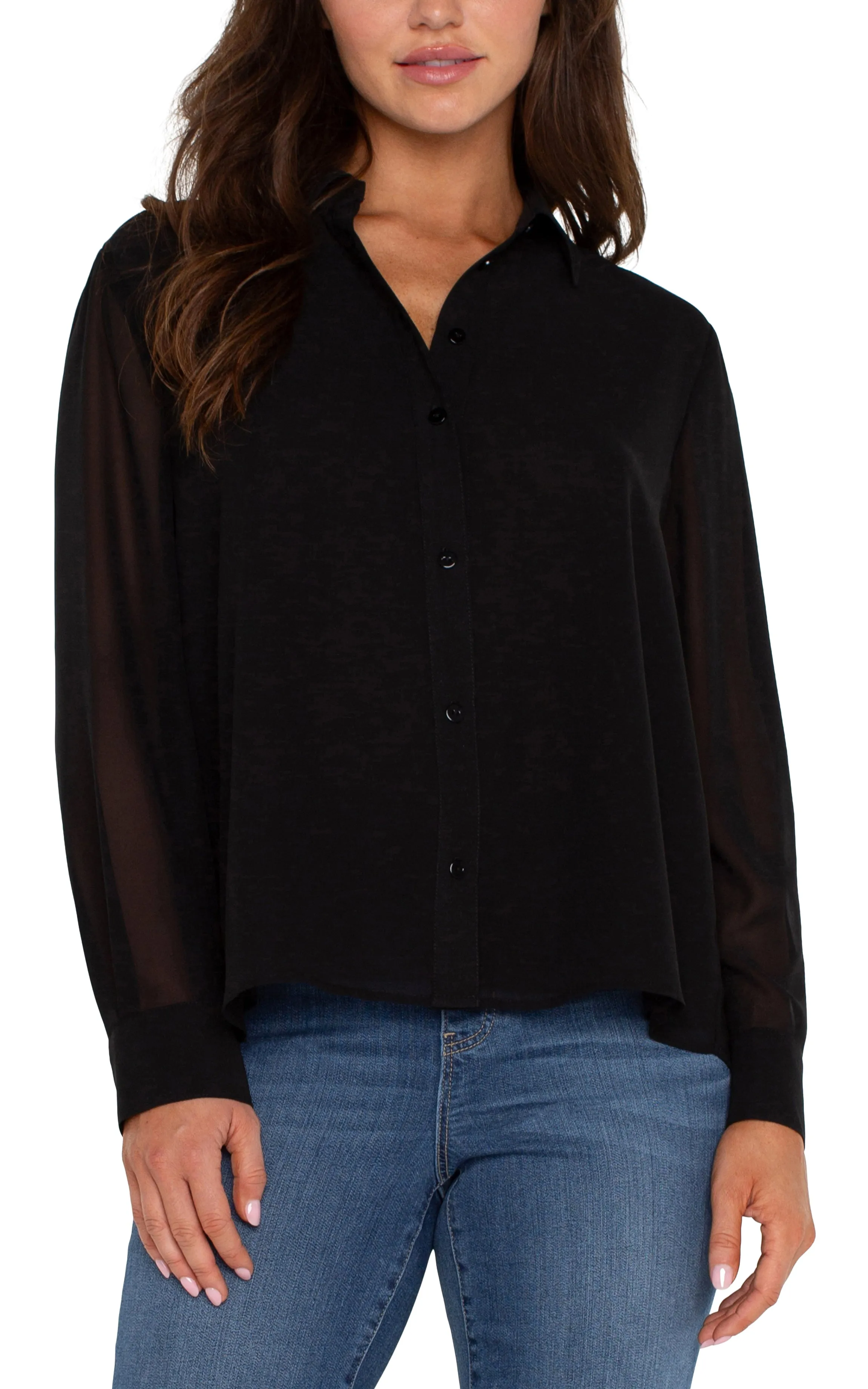 LONG SLEEVE SHIRT WITH PLEAT BACK