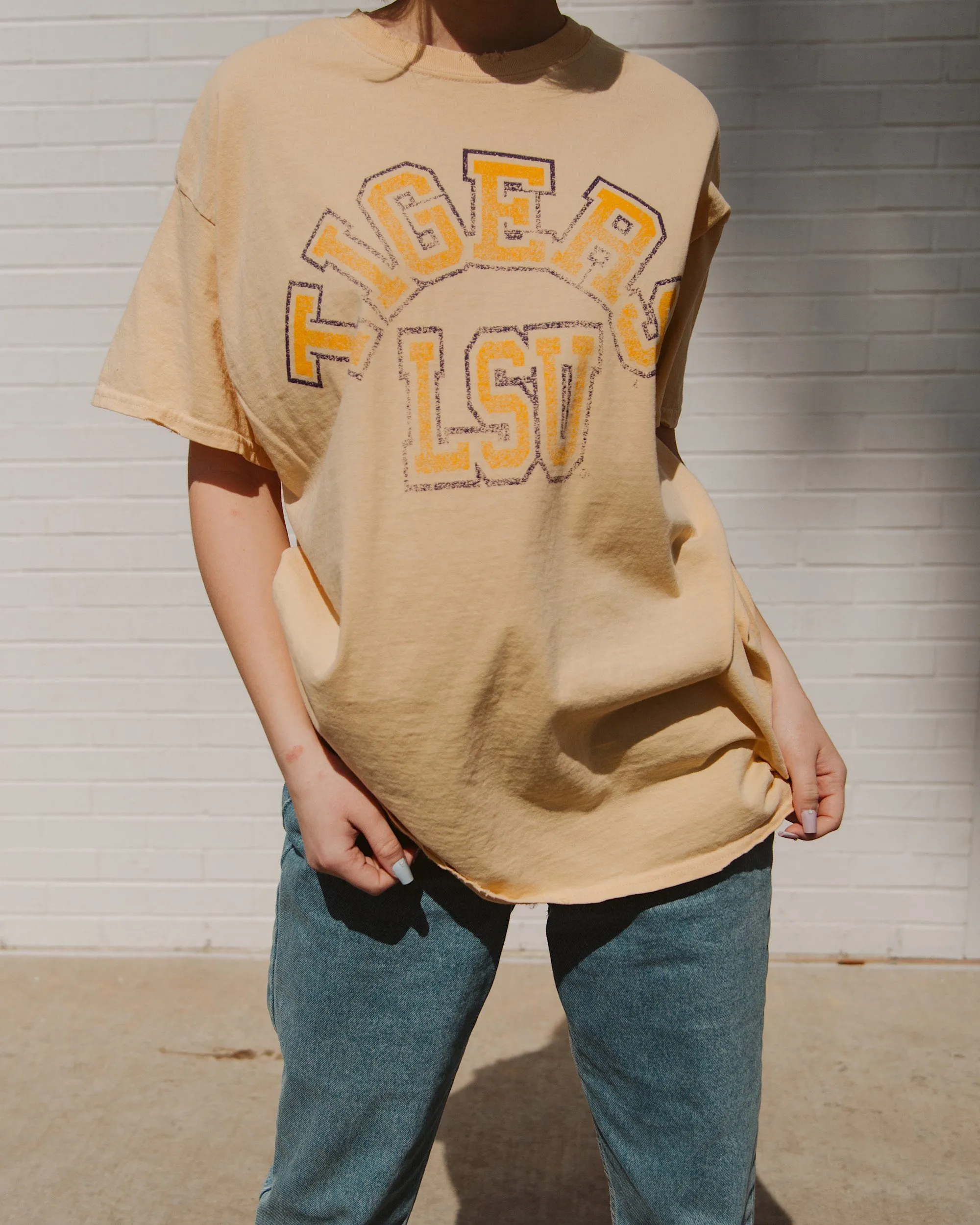 LSU Mega Arch Yellow Thrifted Tee