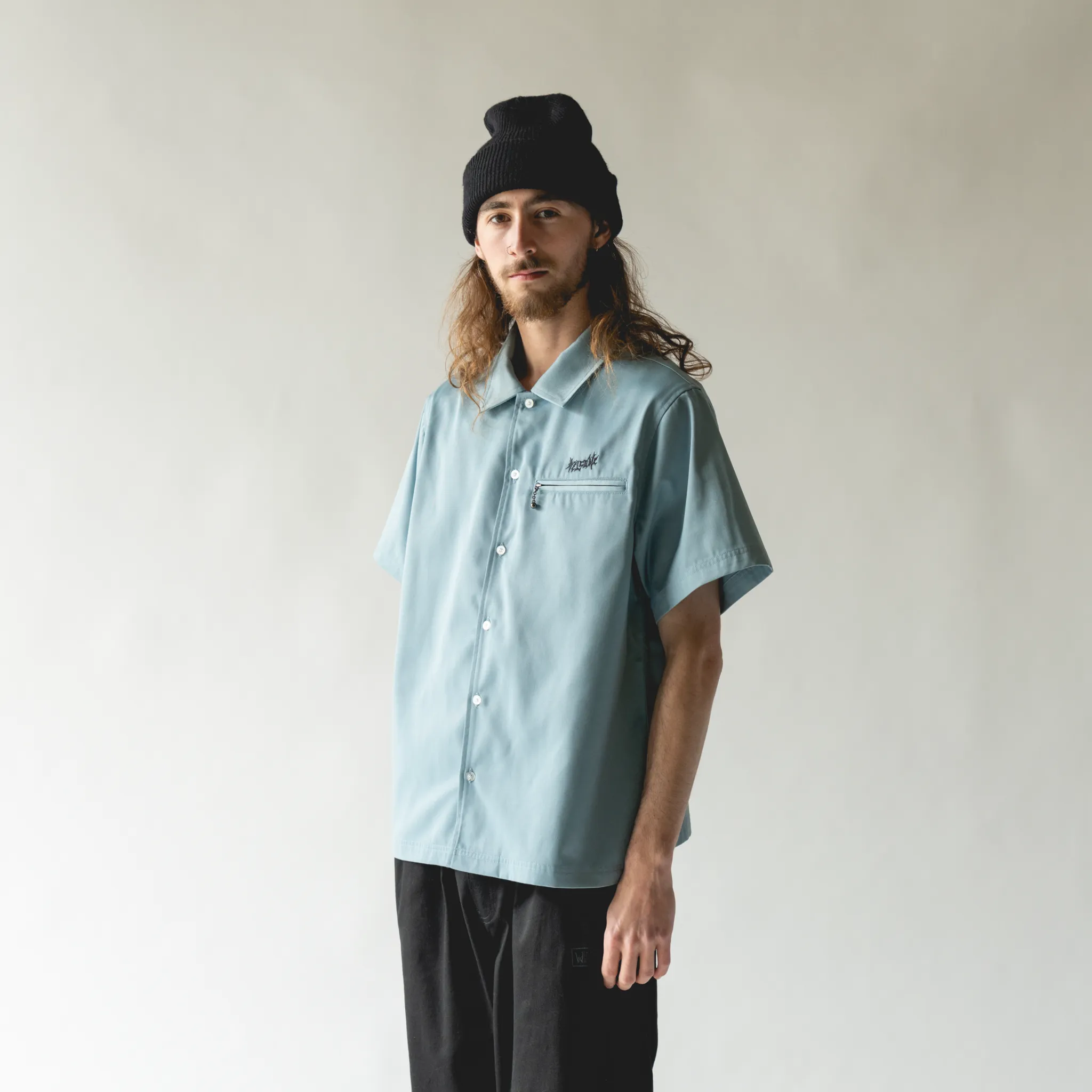 Mace Embroidered Twill Work Shirt - Slate